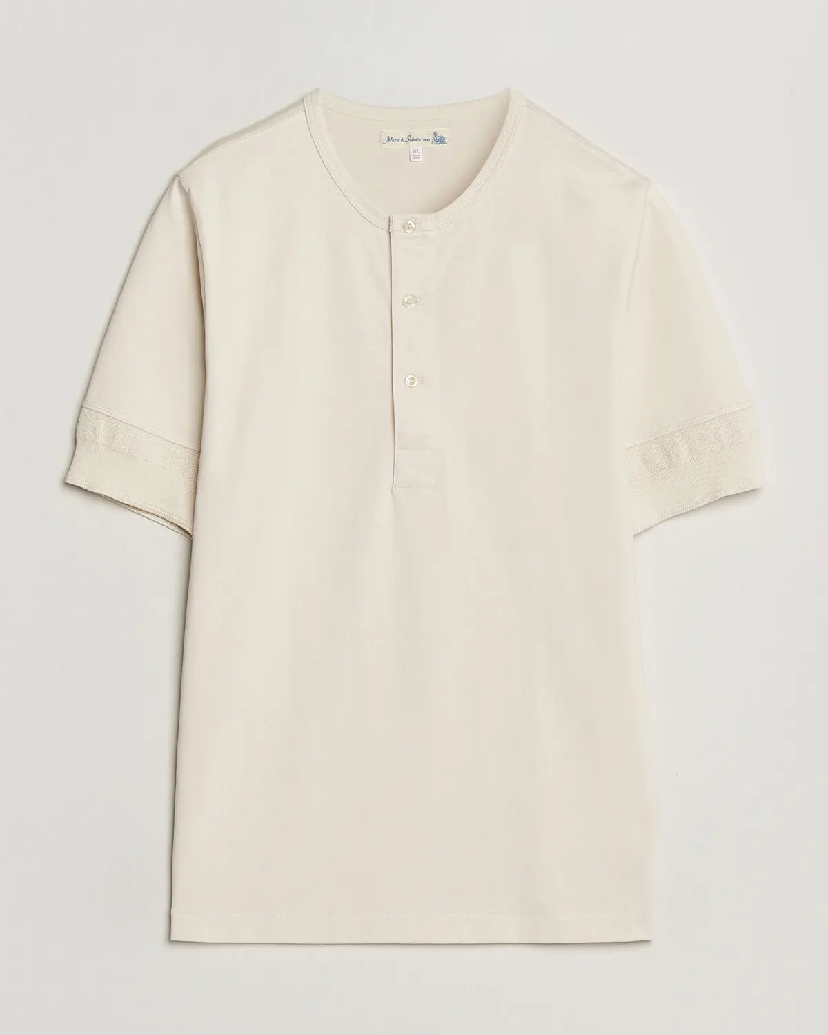 Merz b. Schwanen Classic Organic Cotton Short Sleeve Henley Nature