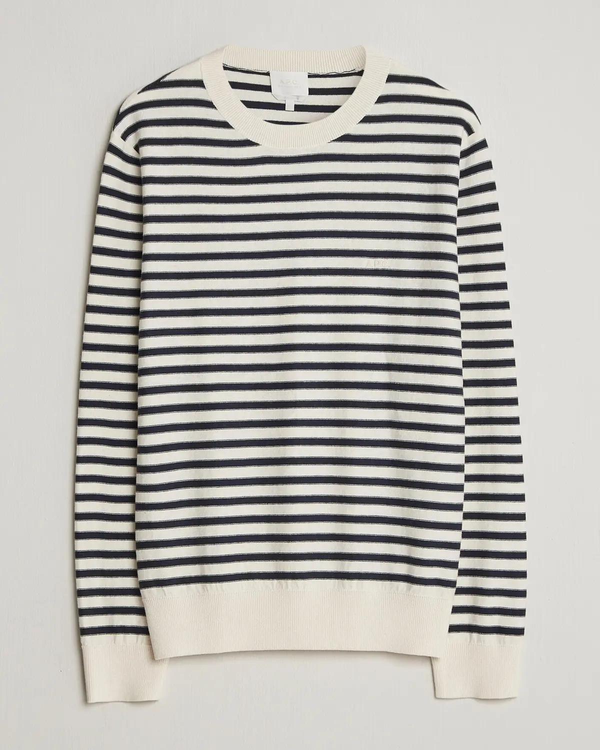 A.P.C. Paul Striped Knitted Sweater Ecru/Dark Navy