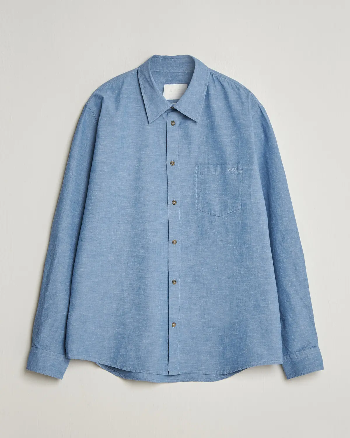 A.P.C. Harris Cotton/Linen Shirt Blue