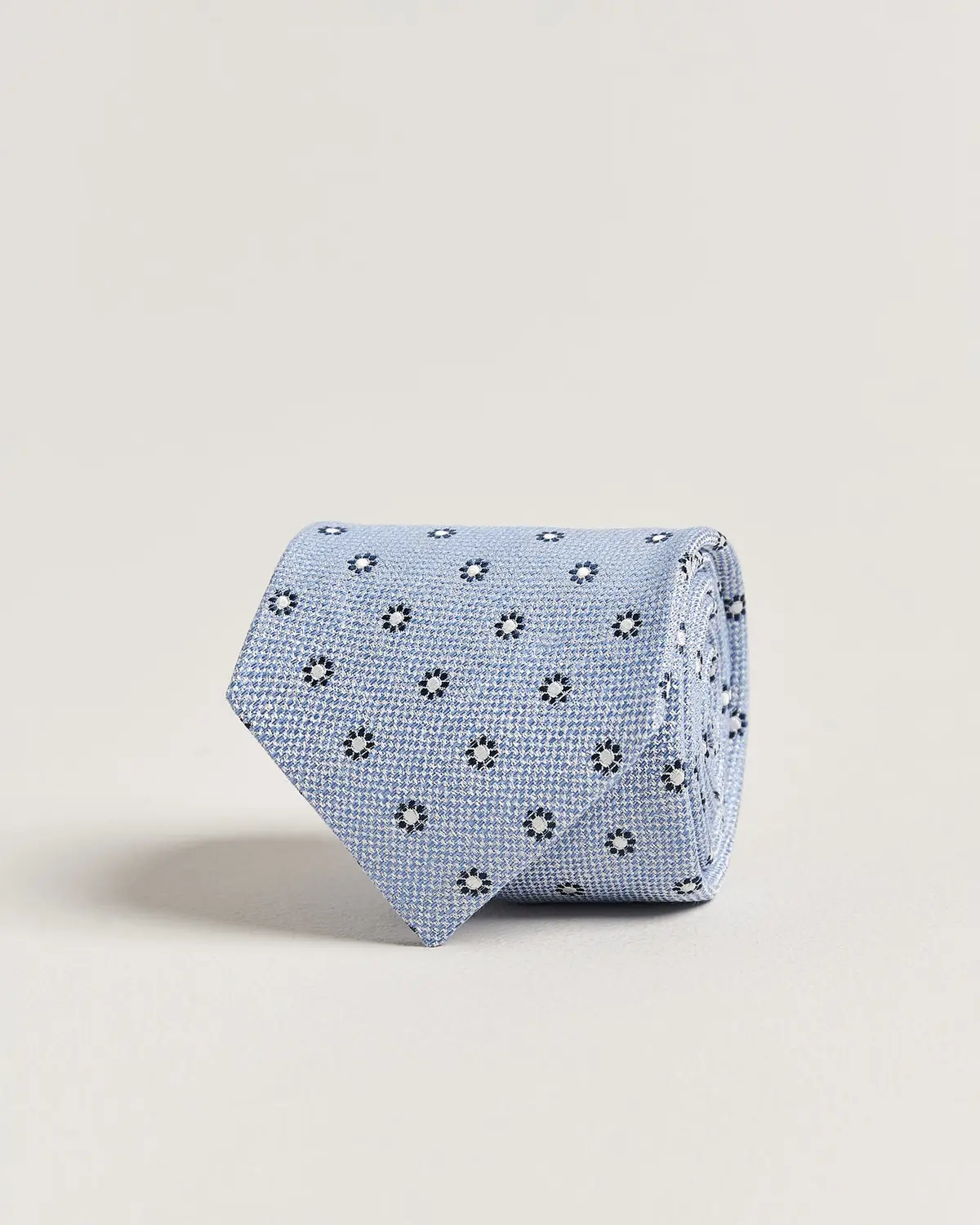 Amanda Christensen Silk/Linen 8cm Flower Tie Blue