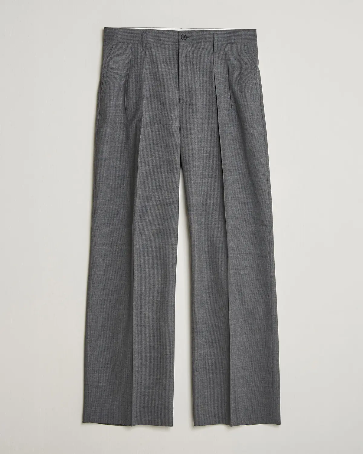 Filippa K Milo Wide Wool Pinstriped Trousers Mid Grey