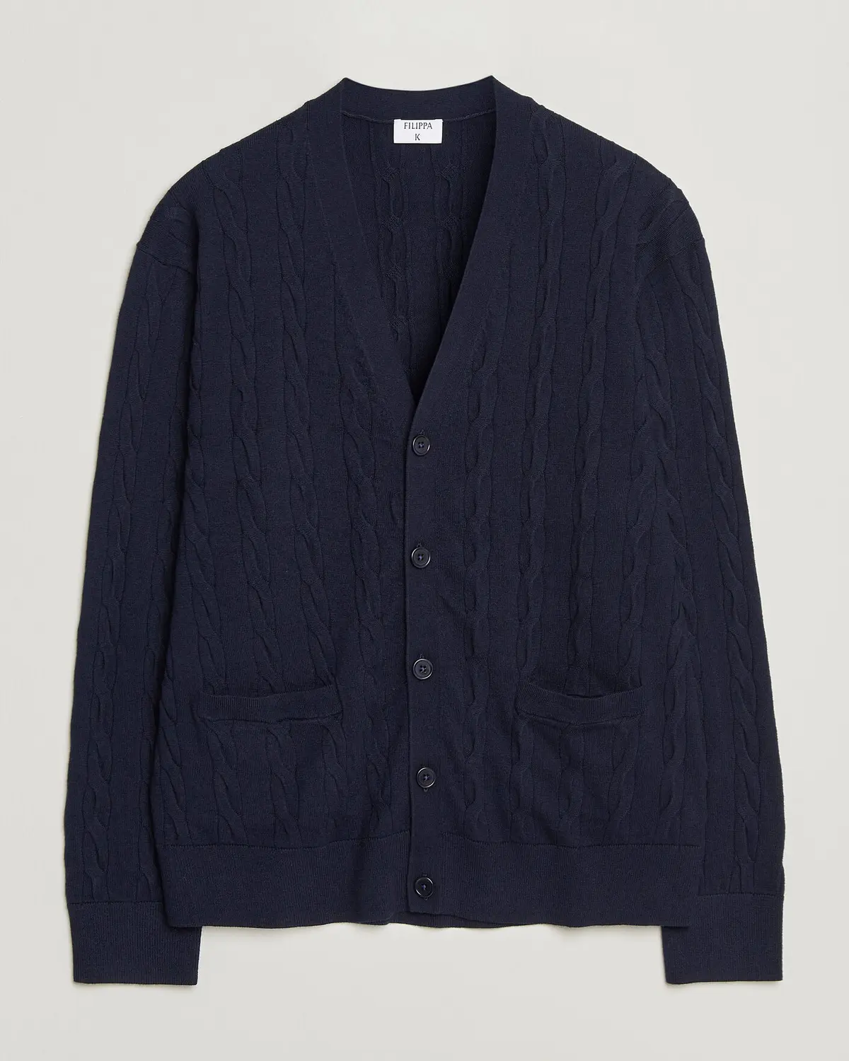 Filippa K Cotton/Merino Cable Cardigan Navy