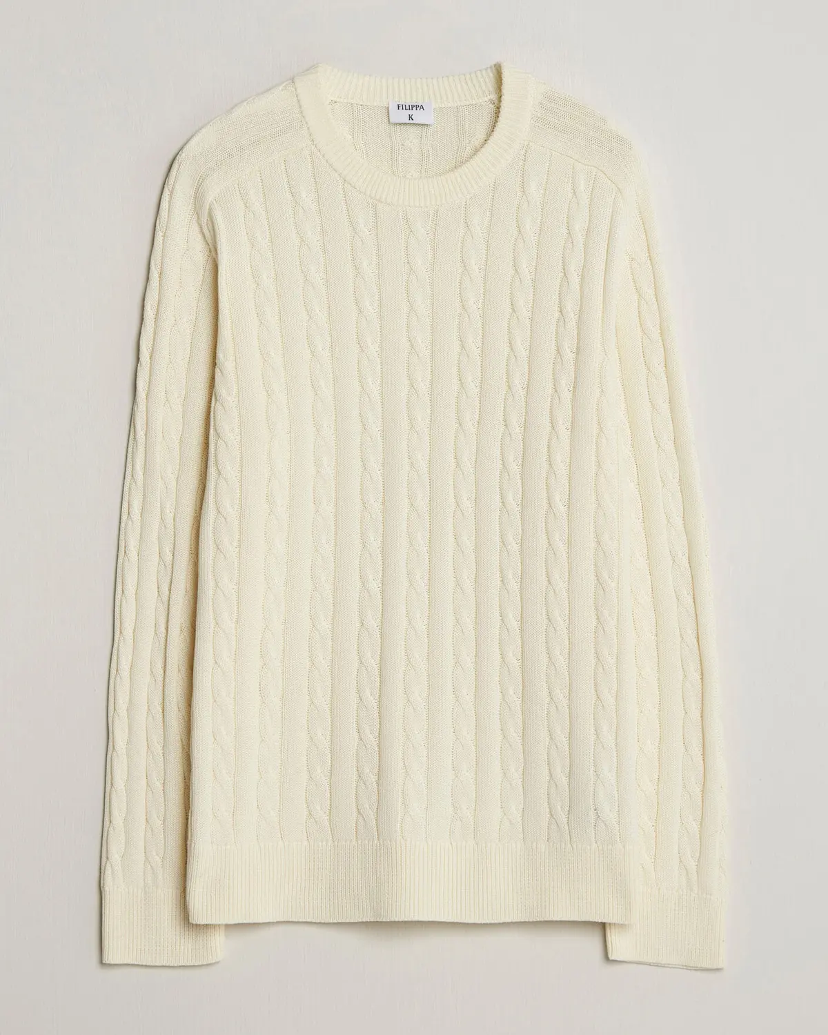 Filippa K Cotton Cable Crew Neck Sweater Calico White