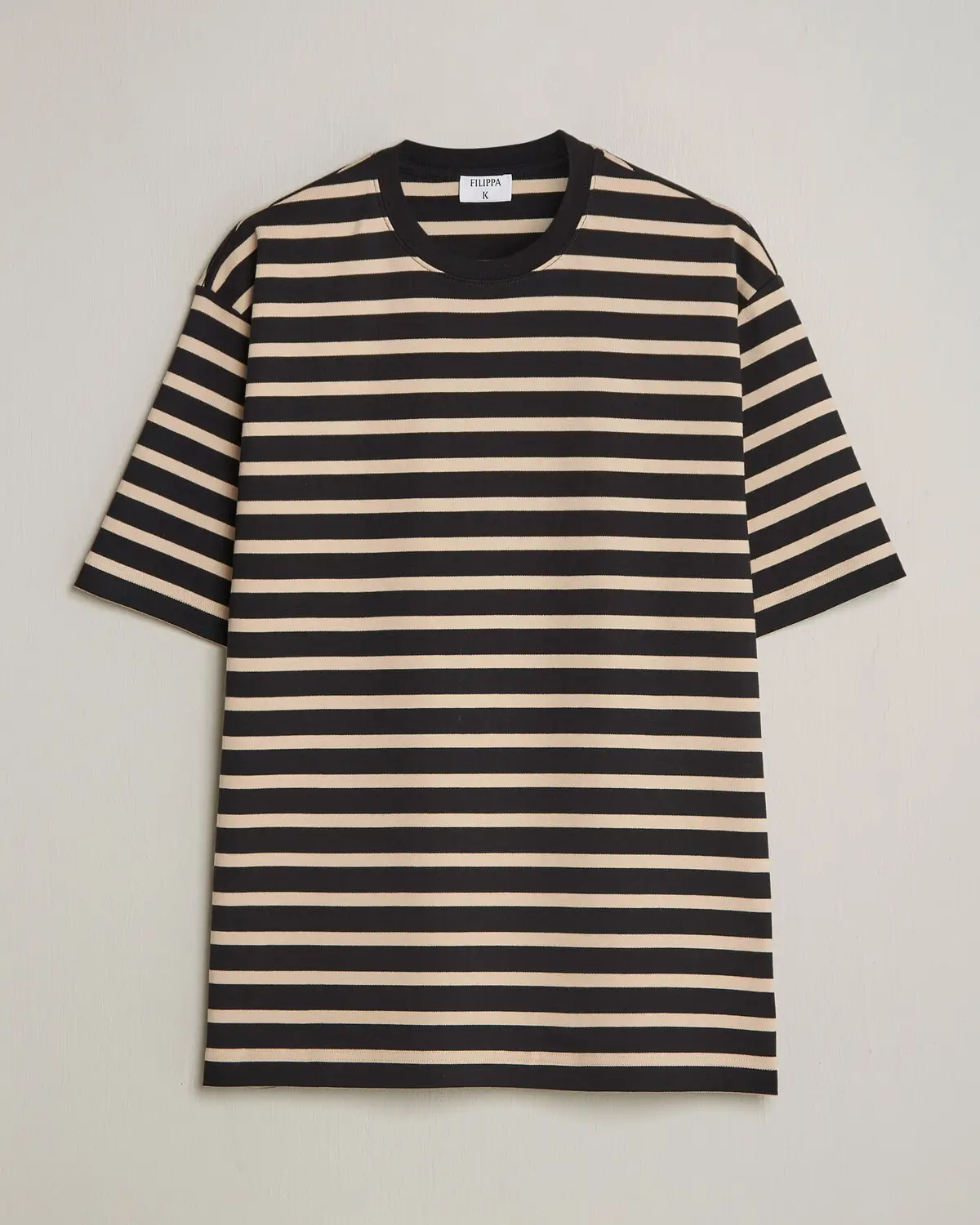 Filippa K Striped Crew Neck T-Shirt Black/Pearl