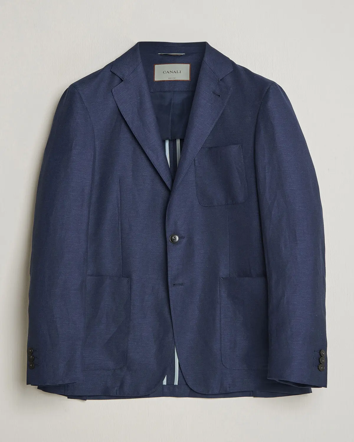 Canali Unconstructed Wool/Linen Blazer Dark Blue