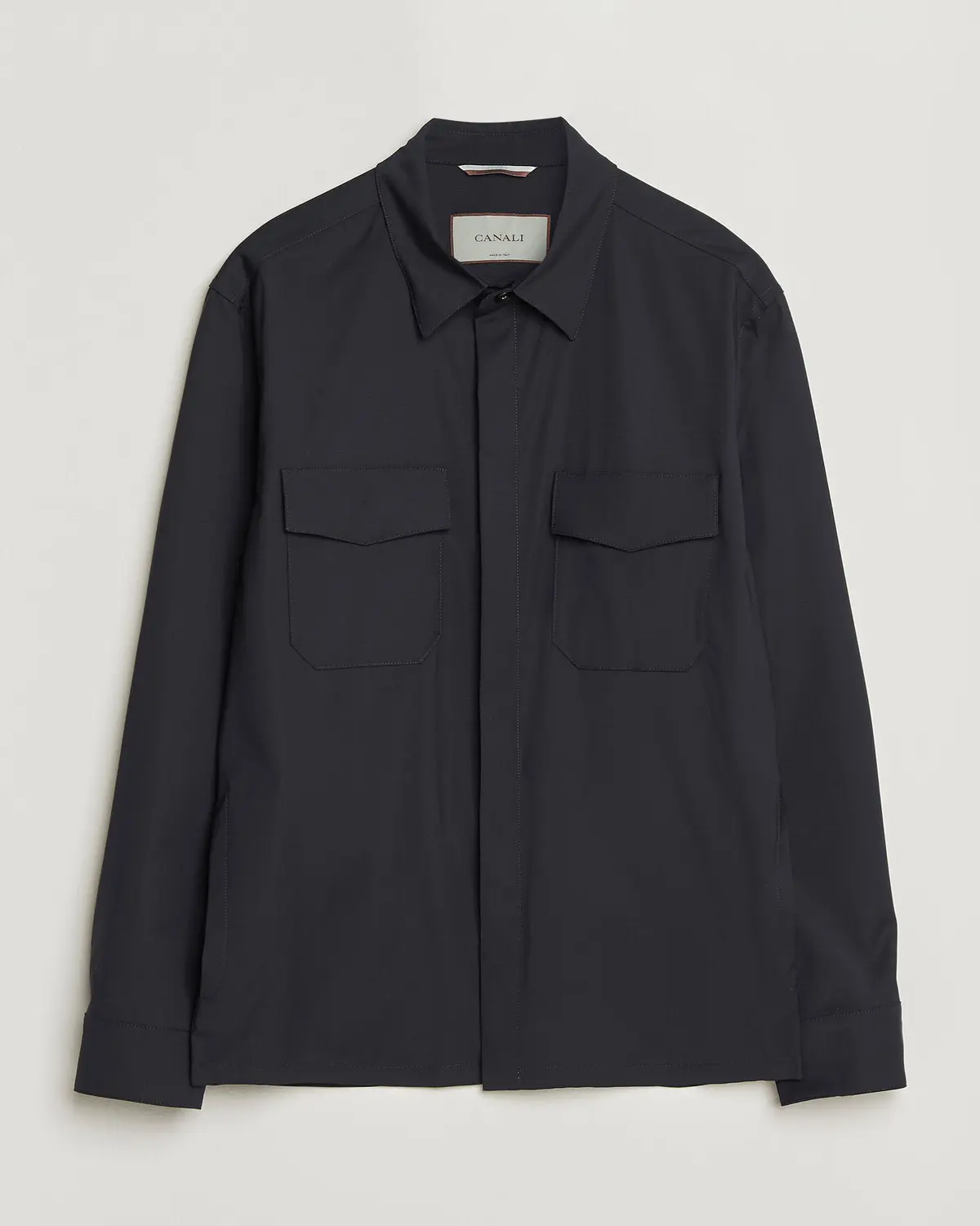 Canali Travel Wool Overshirt Navy