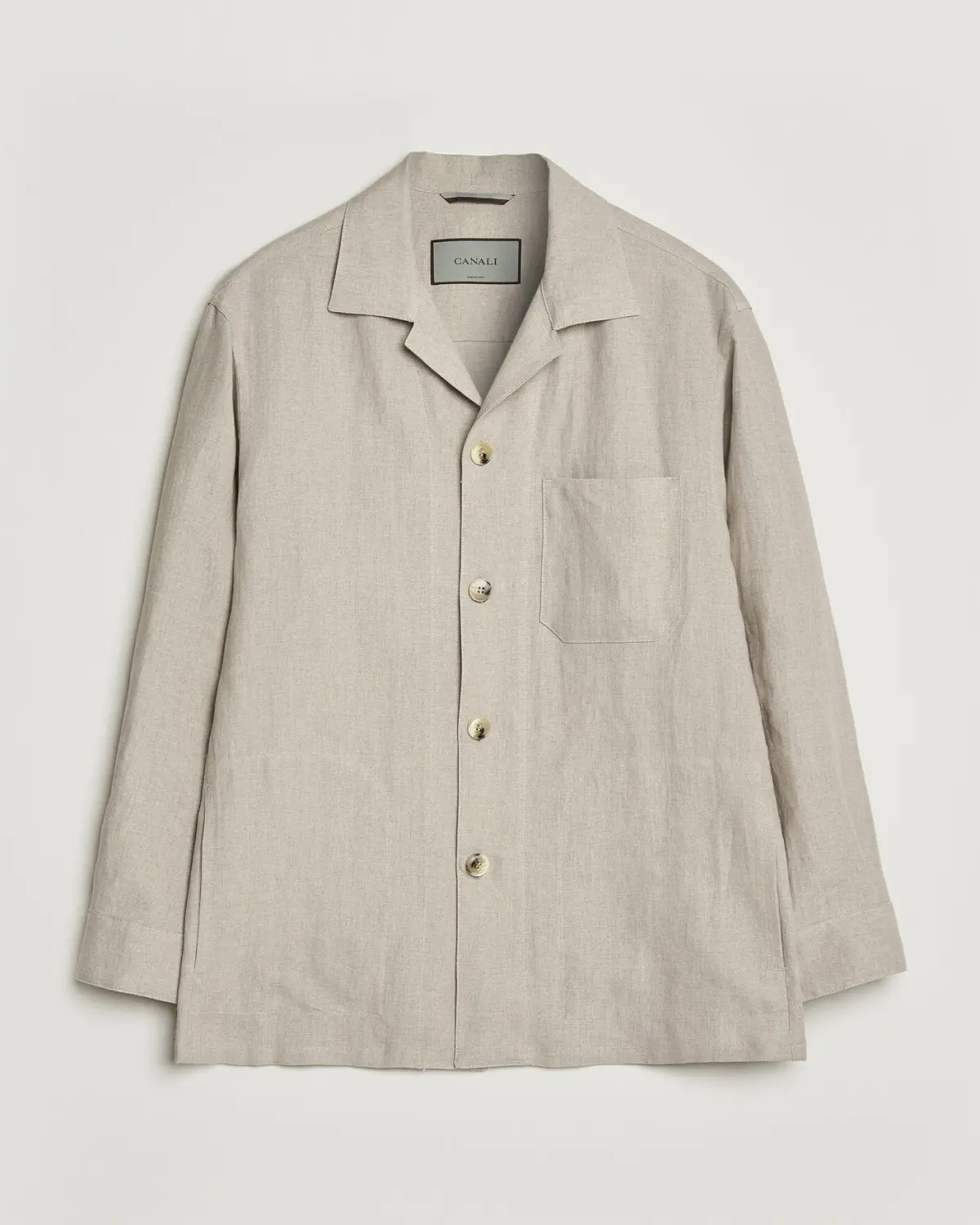 Canali Linen Shirt Jacket Beige