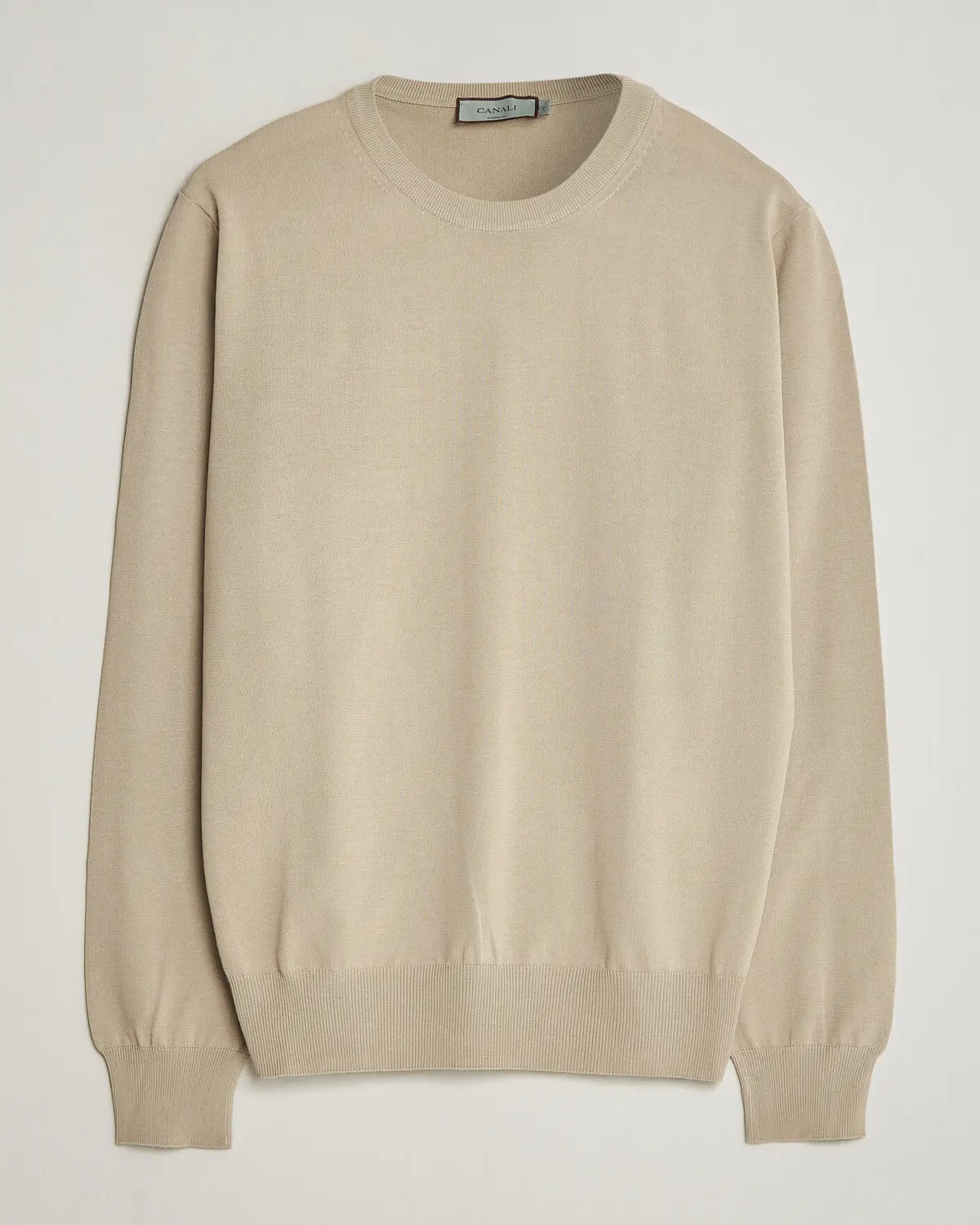 Canali Cotton Crew Neck Pullover Beige