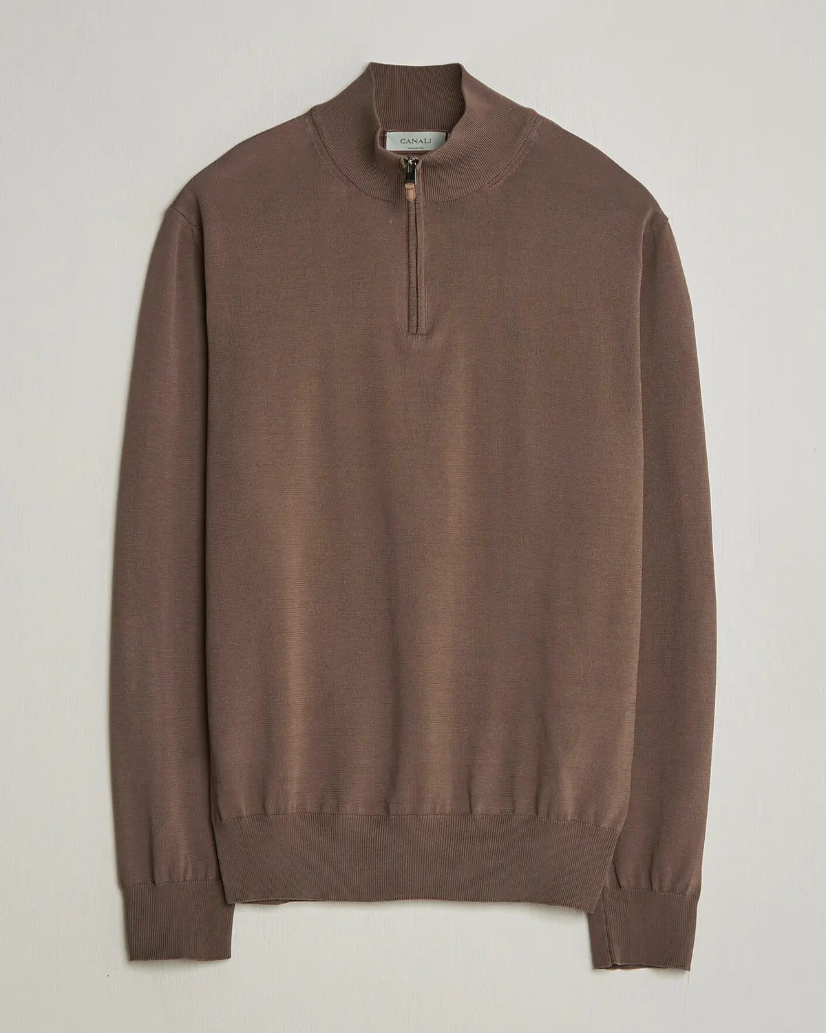 Canali Cotton Half Zip Brown