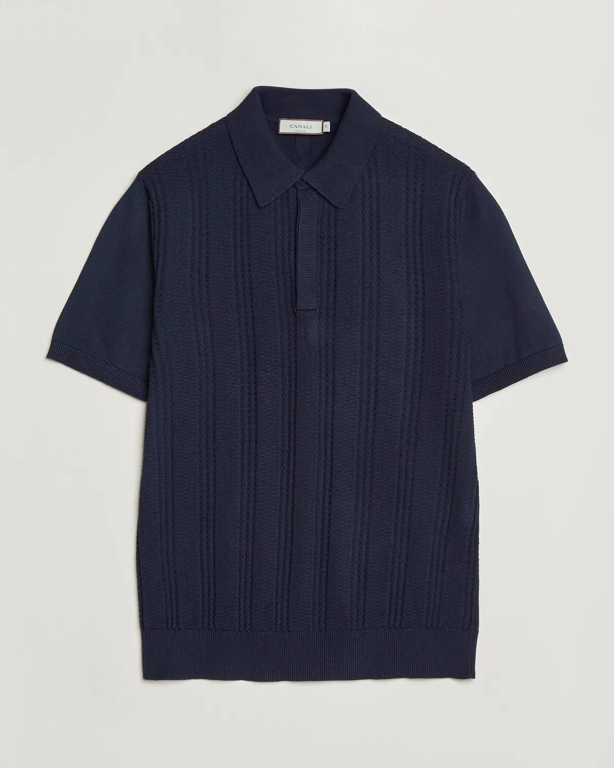 Canali Jacquard Short Sleeve Polo Navy