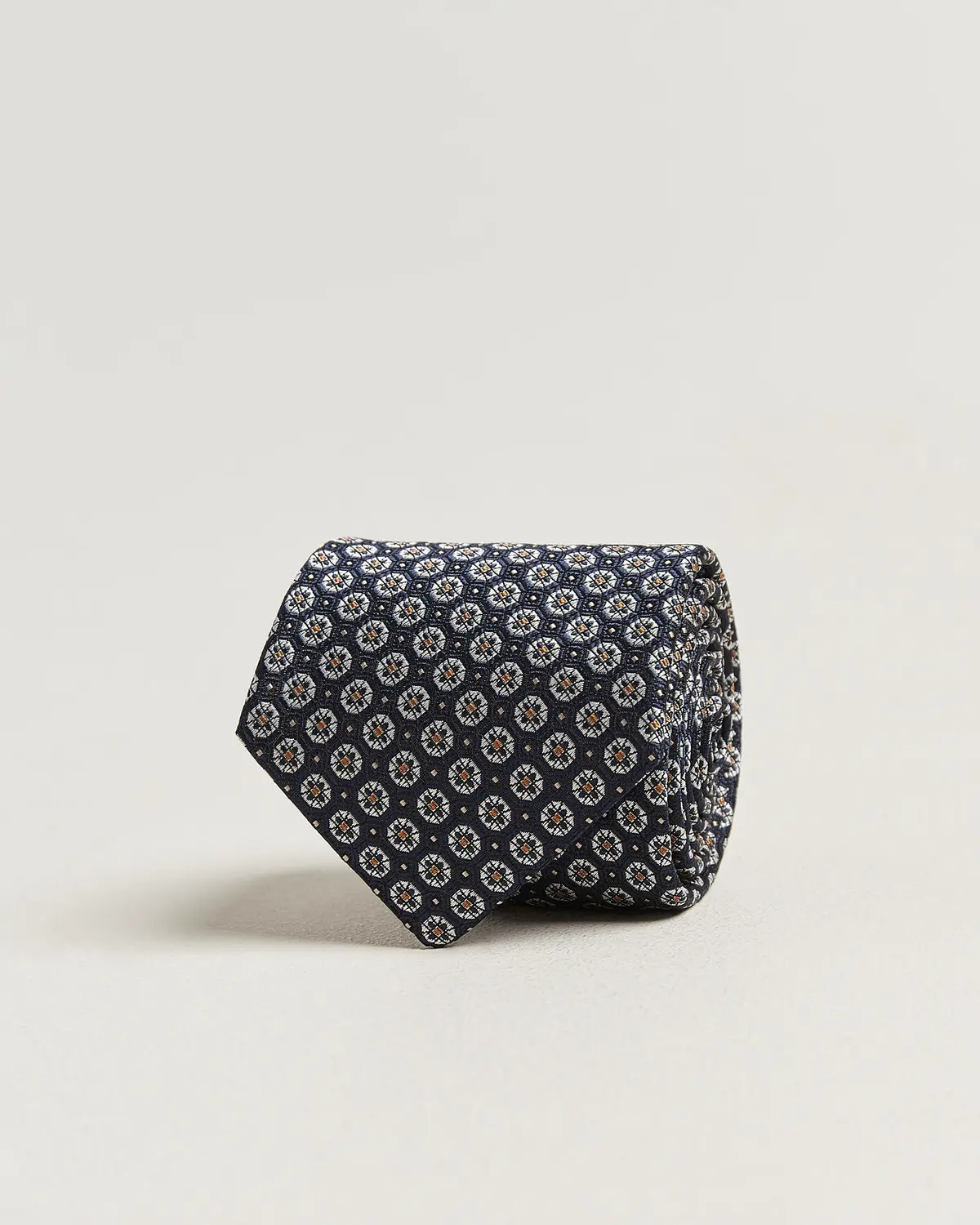 Canali Jacquard Flower Silk Tie Navy