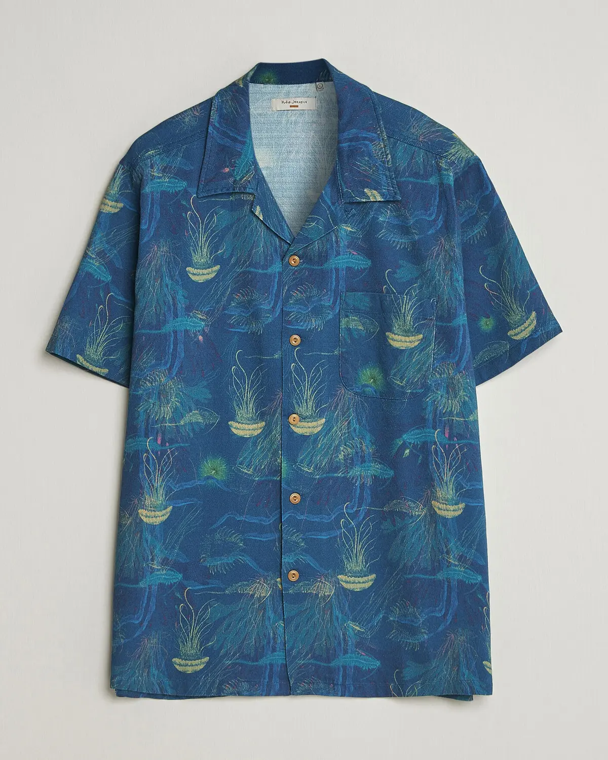 Nudie Jeans Arvid Hawaii Shirt Deep Sea