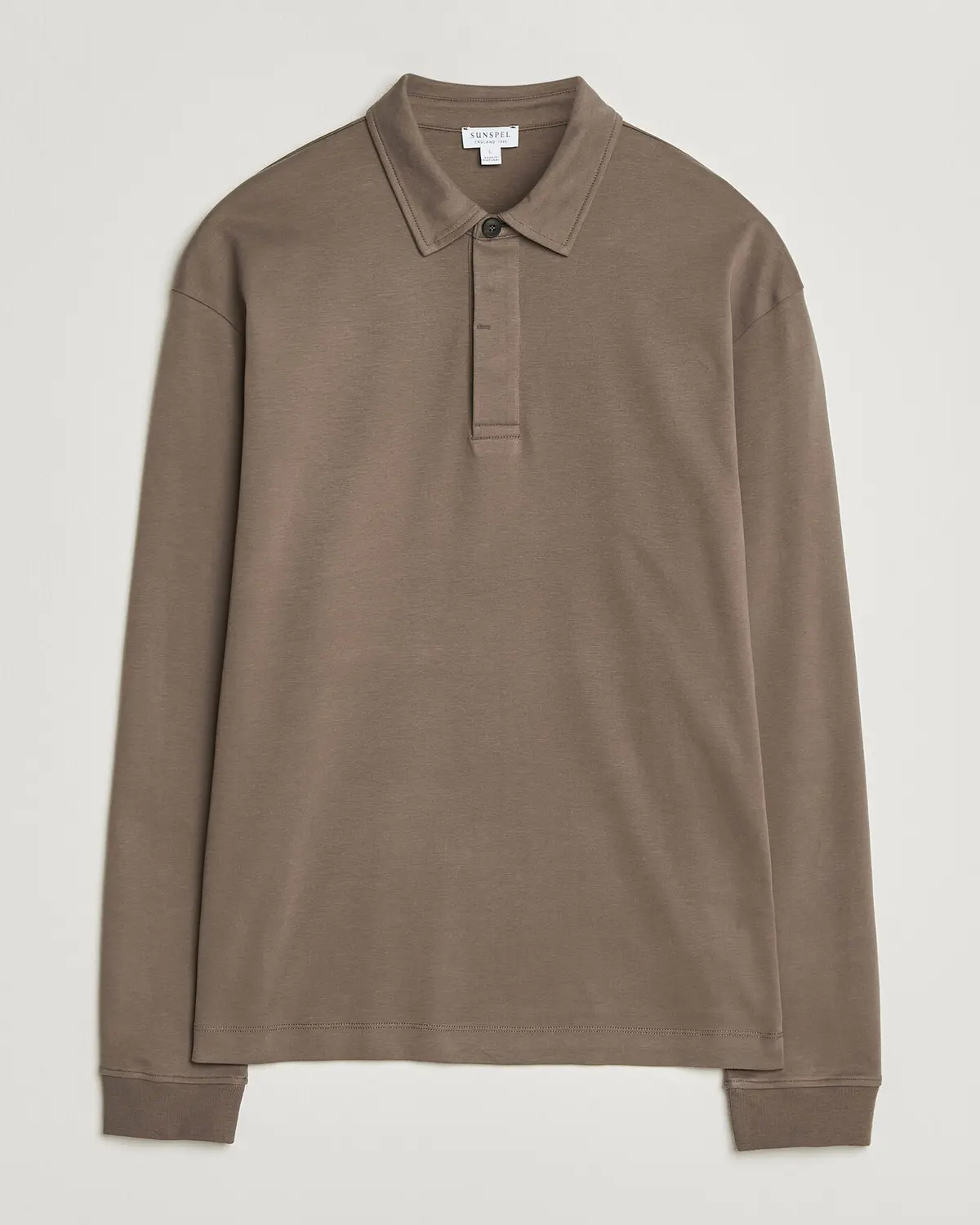 Sunspel Heavy Weight Supima Cotton Long Sleeve Polo Dark Cedar