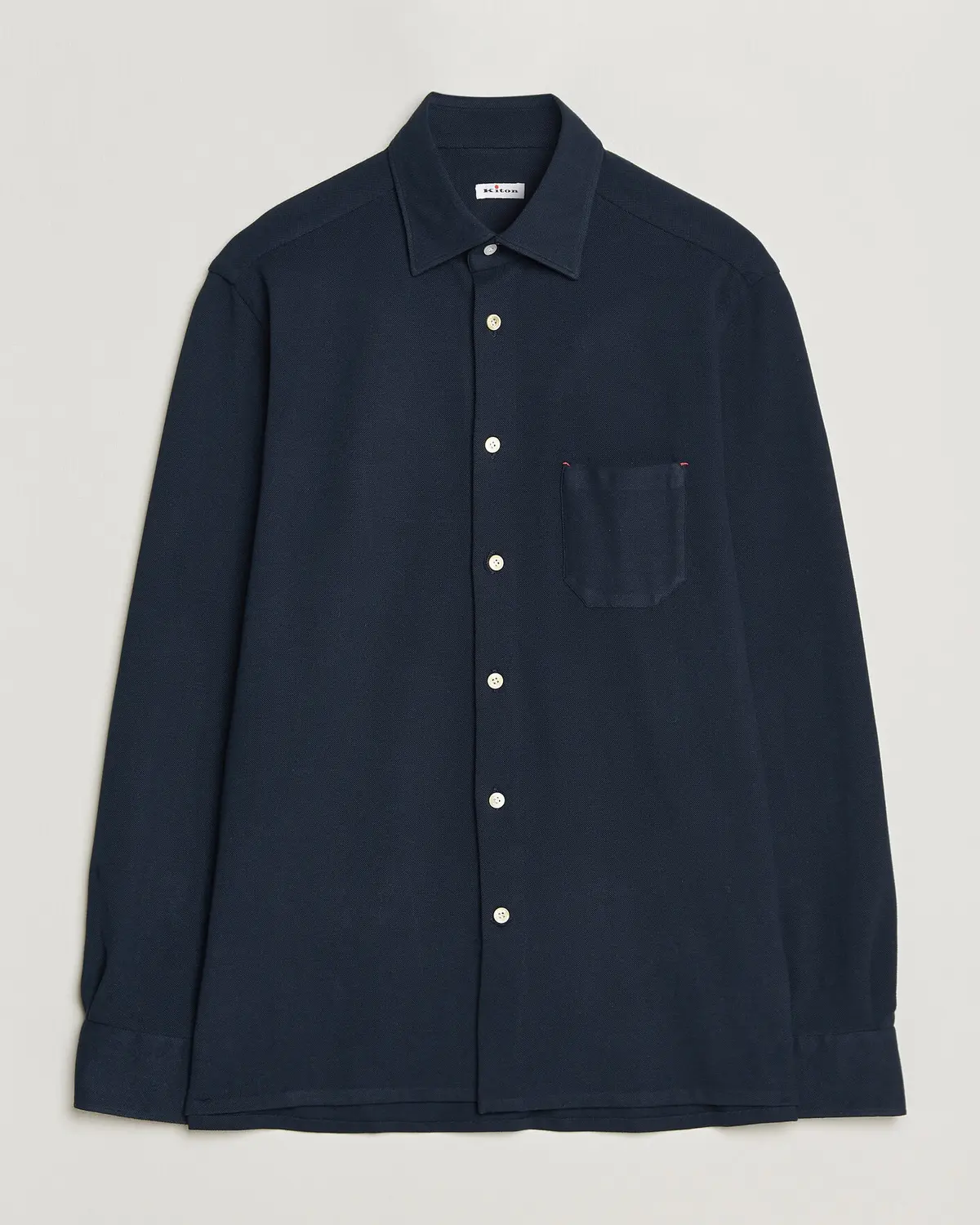Kiton Jersey Piquet Shirt Navy