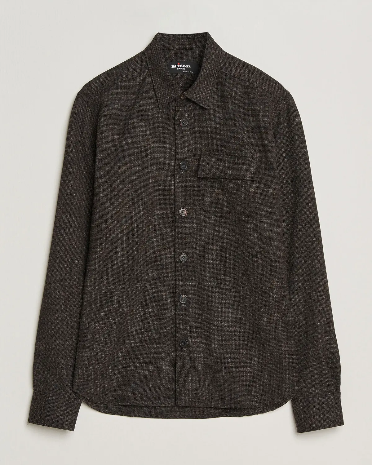 Kiton Virgin Wool Overshirt Dark Brown