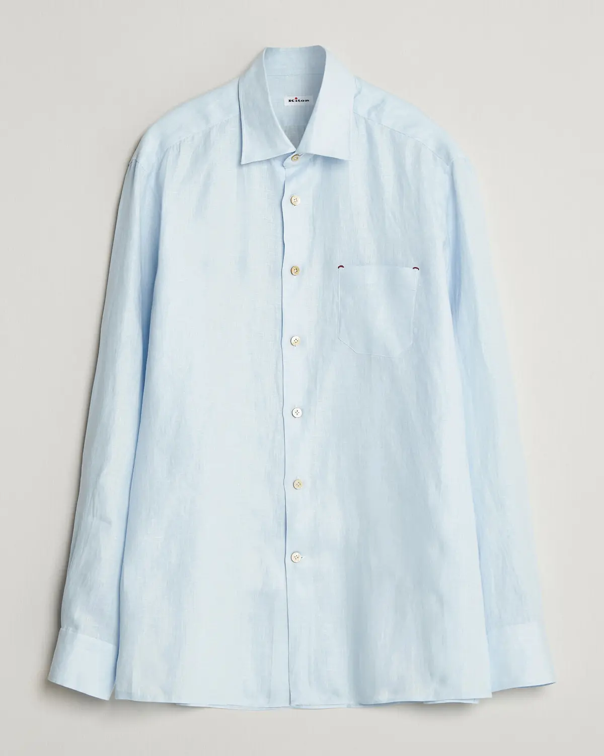 Kiton Linen Sport Shirt Light Blue