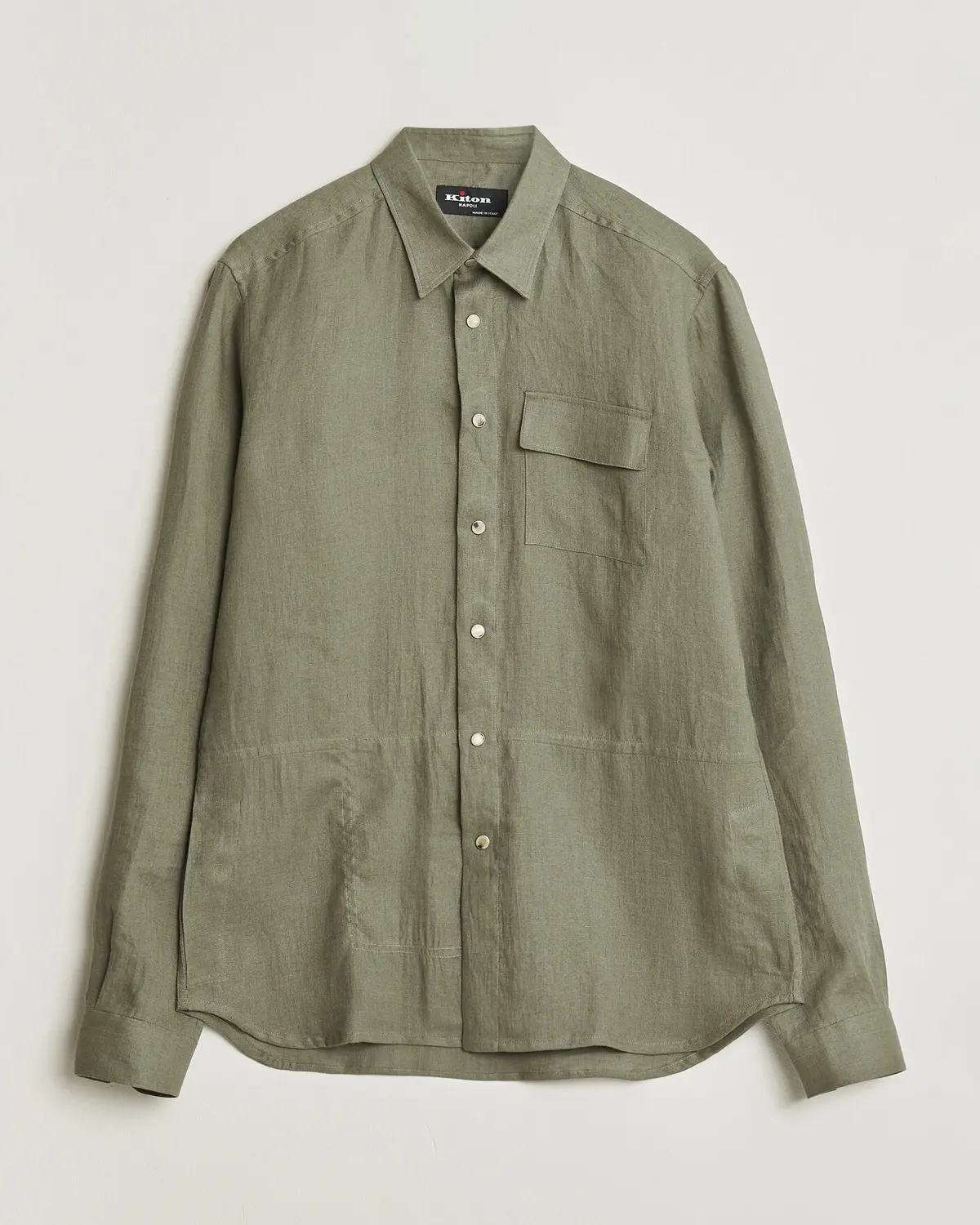 Kiton Linen Overshirt Khaki
