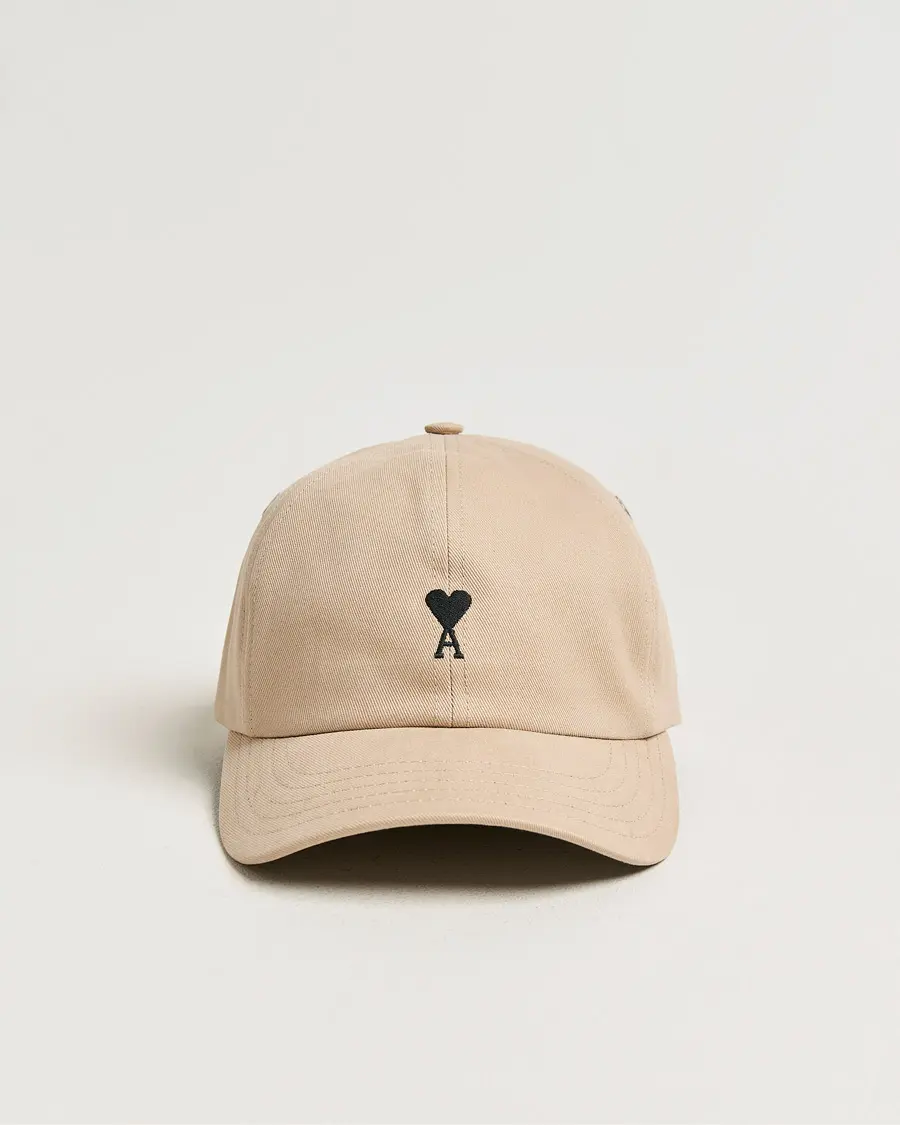 AMI Black Heart Logo Cap Beige Taupe