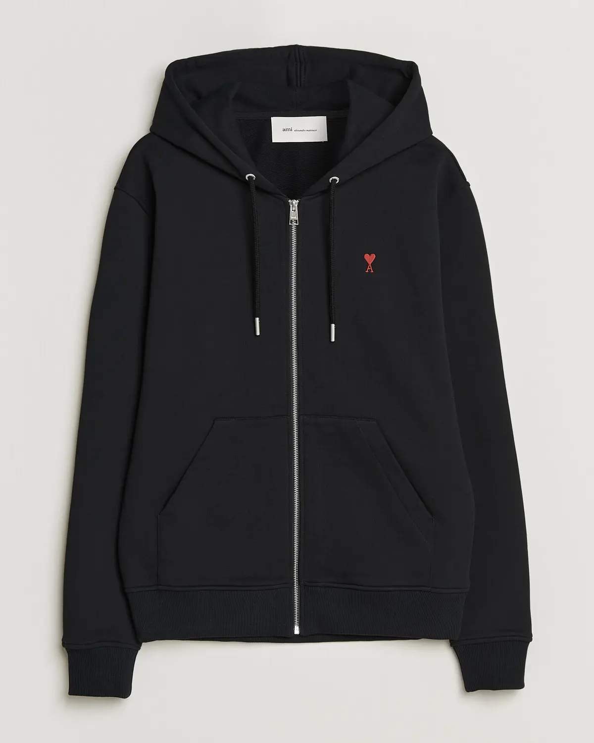 AMI Heart Logo Full Zip Hoodie Black