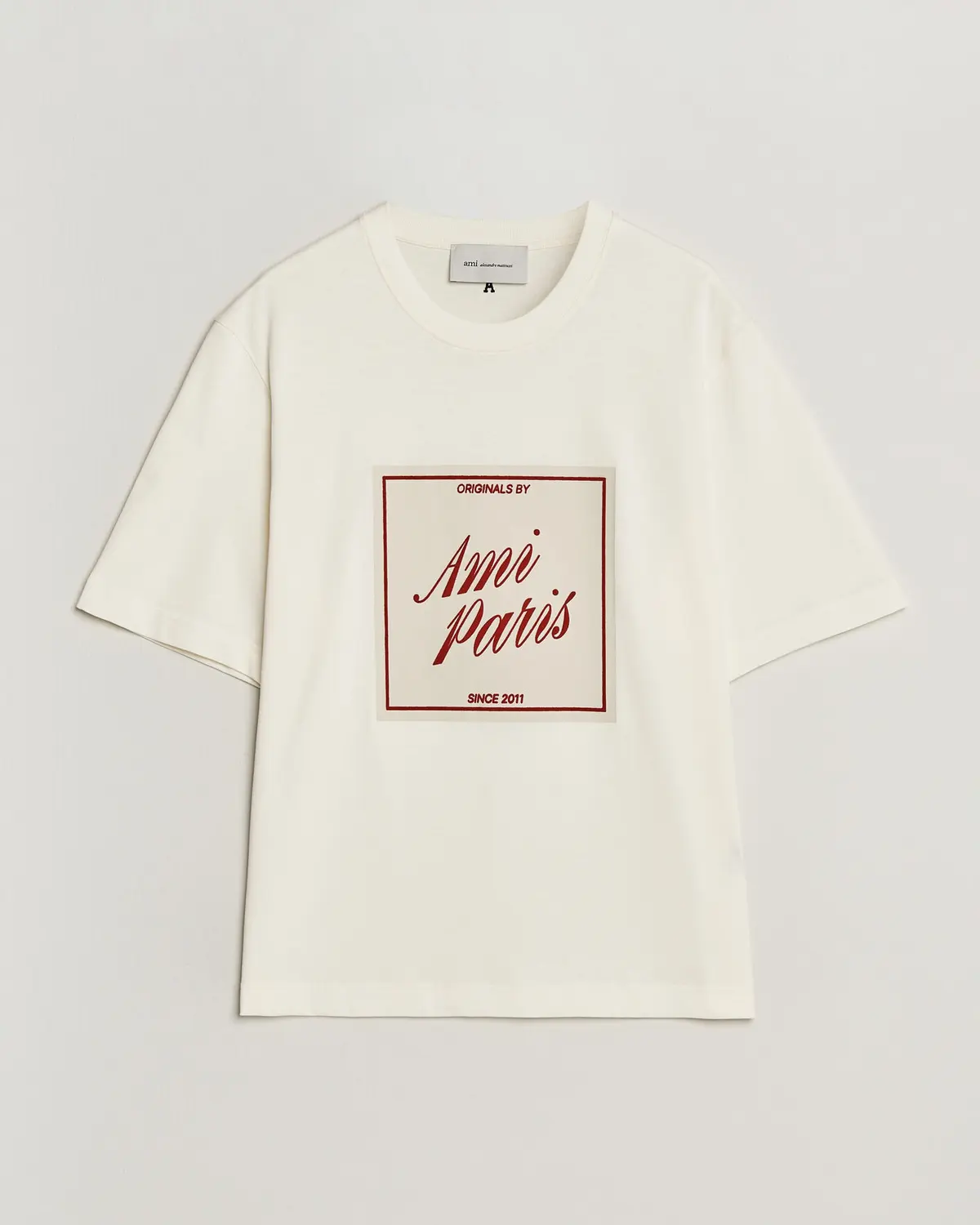 AMI Boxy Fit Printed T-Shirt Creme