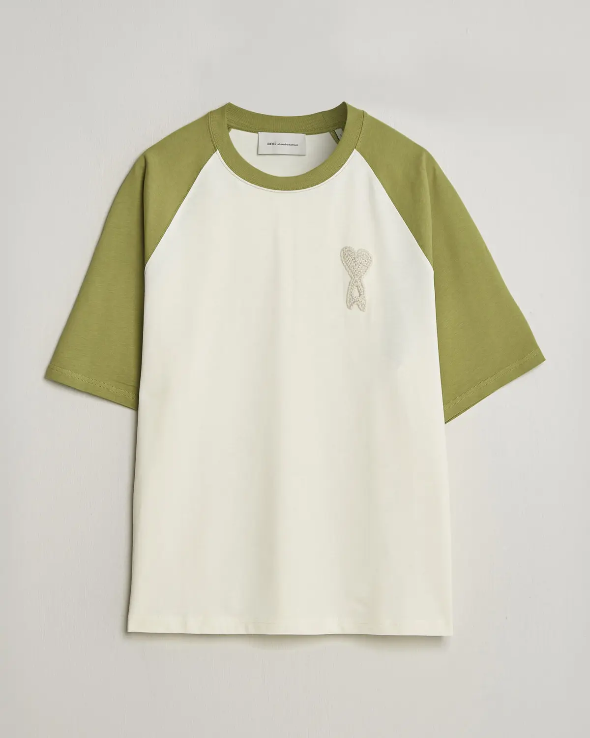 AMI Knitted Heart Logo T-Shirt Creme/Matcha