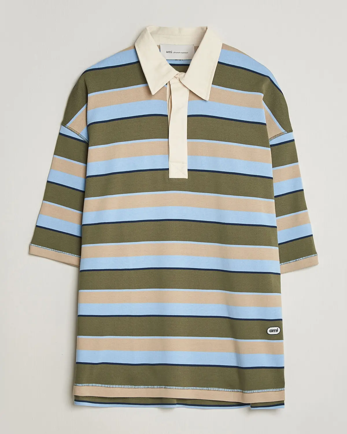 AMI Oversize Fit Striped Polo Multi
