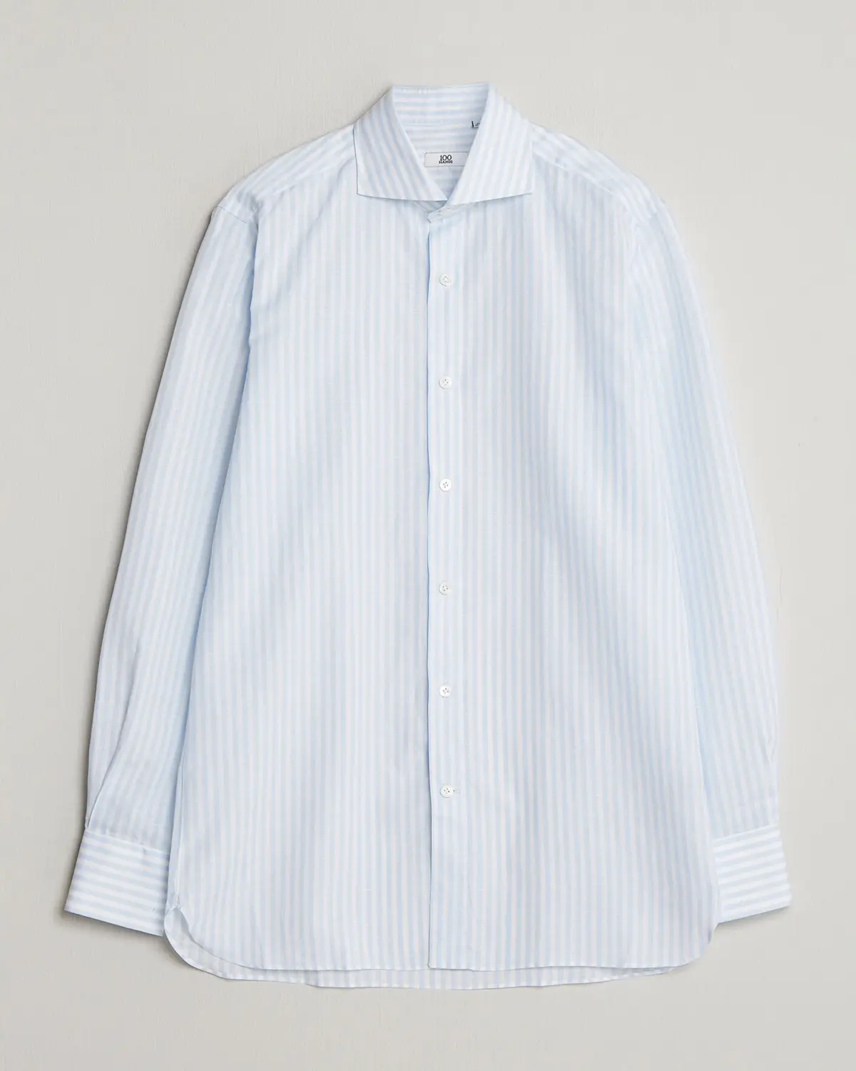 100Hands Cotton/Linen Bengal Stripe Shirt Light Blue