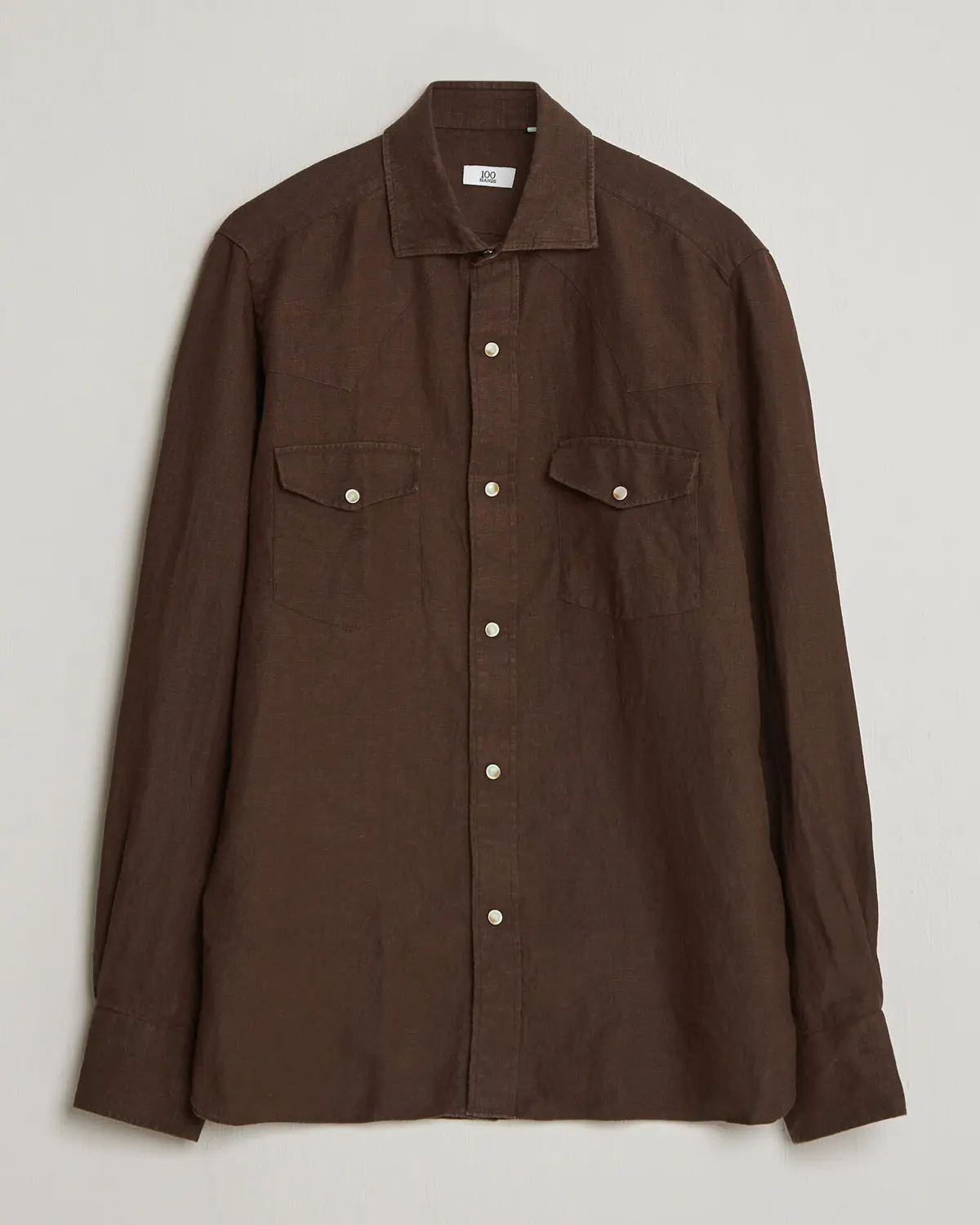 100Hands Two Pocket Western Linen Shirt Chocolate