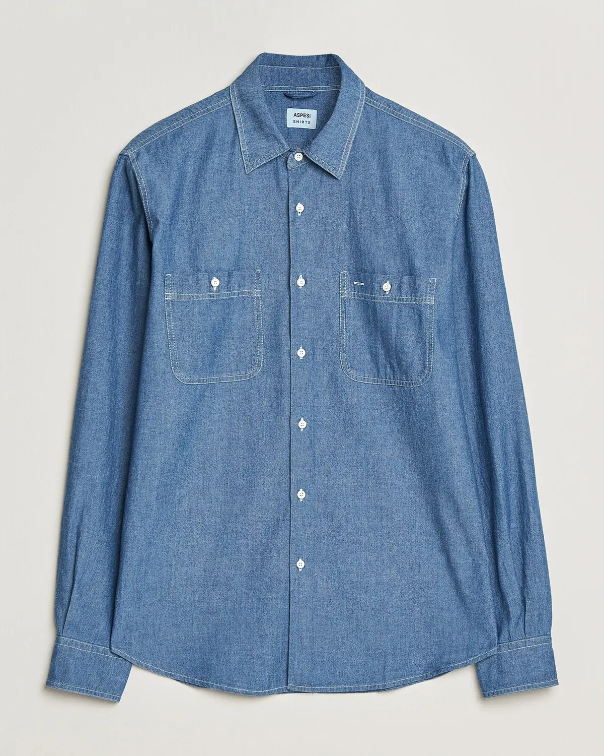 Aspesi Chambray Work Shirt Medium Blue