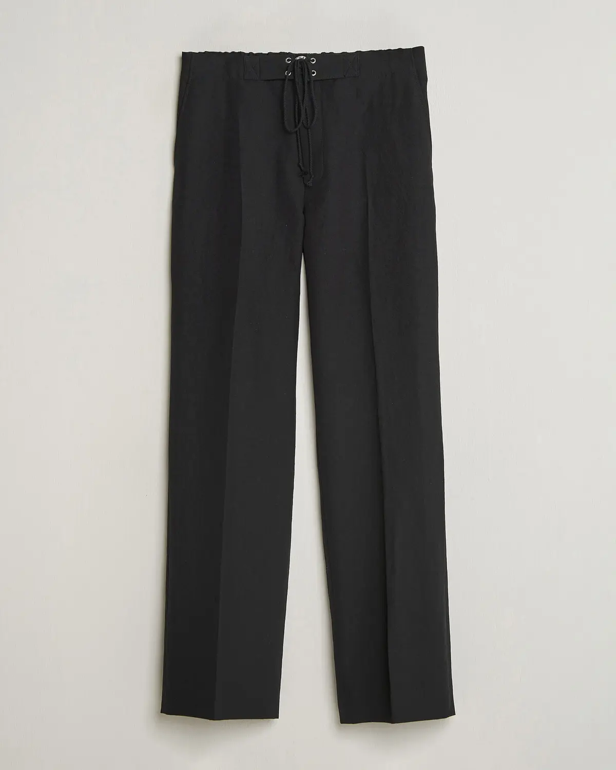 Auralee Wool/Linen Ox Drawstring Pants Black
