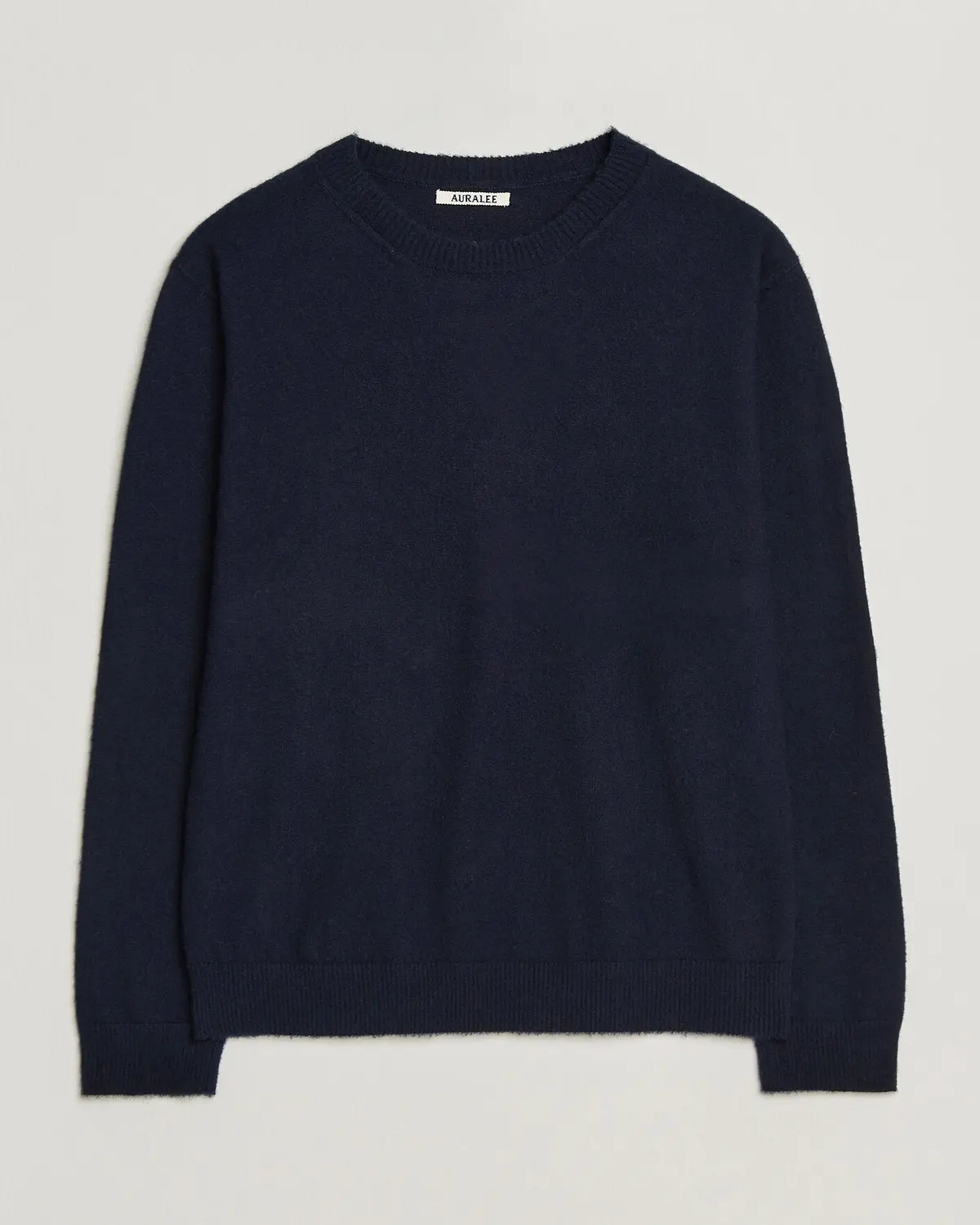 Auralee Brushed Cashmere/Cotton Crew Neck Navy