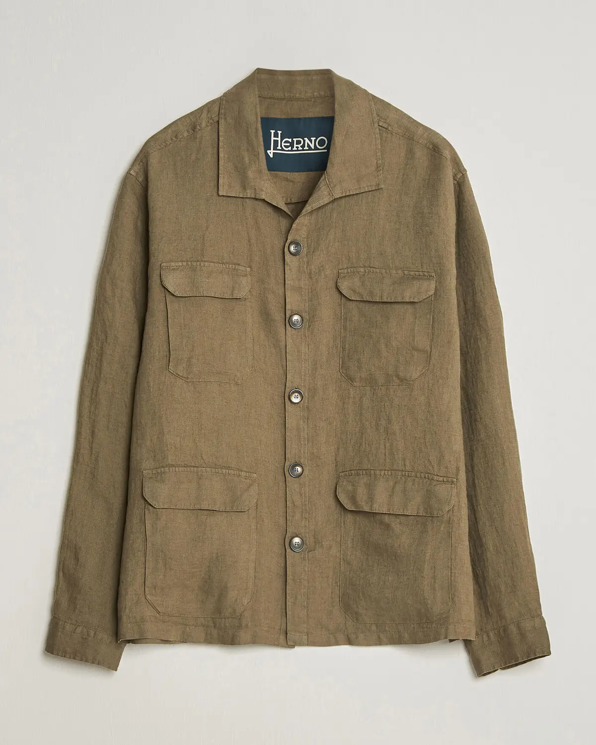 Herno Linen Safari Jacket Military