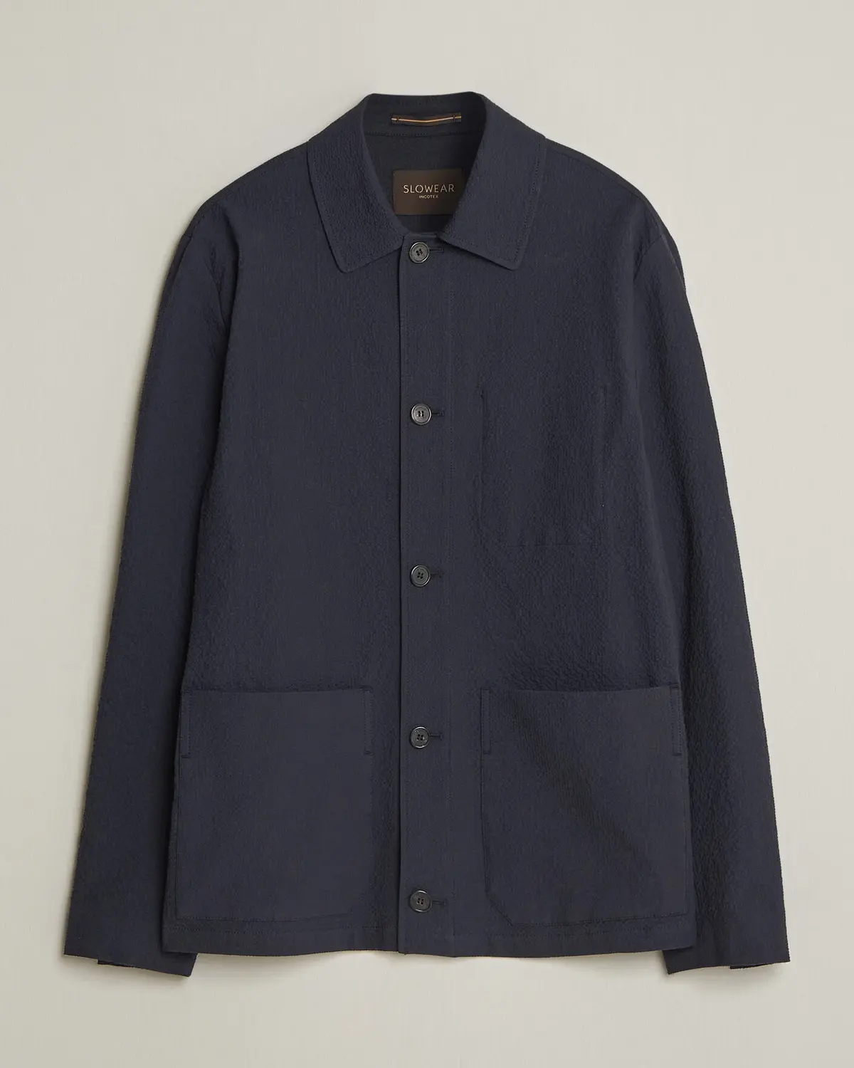 Incotex Seersucker Cotton/Silk Chore Jacket Navy