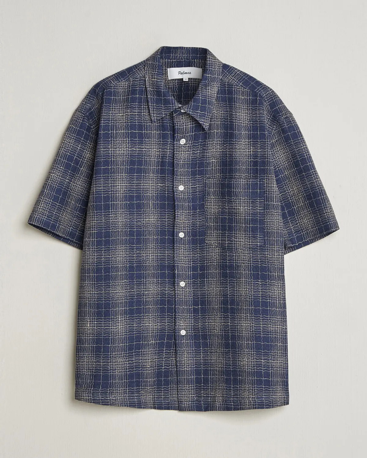 Palmes Cotton/Linen Short Sleeve Shirt Navy Check