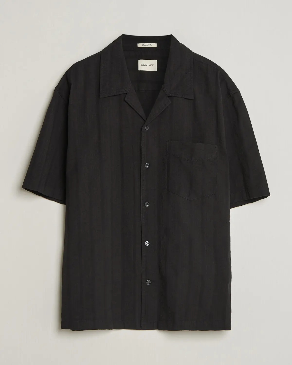 GANT Relaxed Fit Dobby Striped Camp Shirt Black