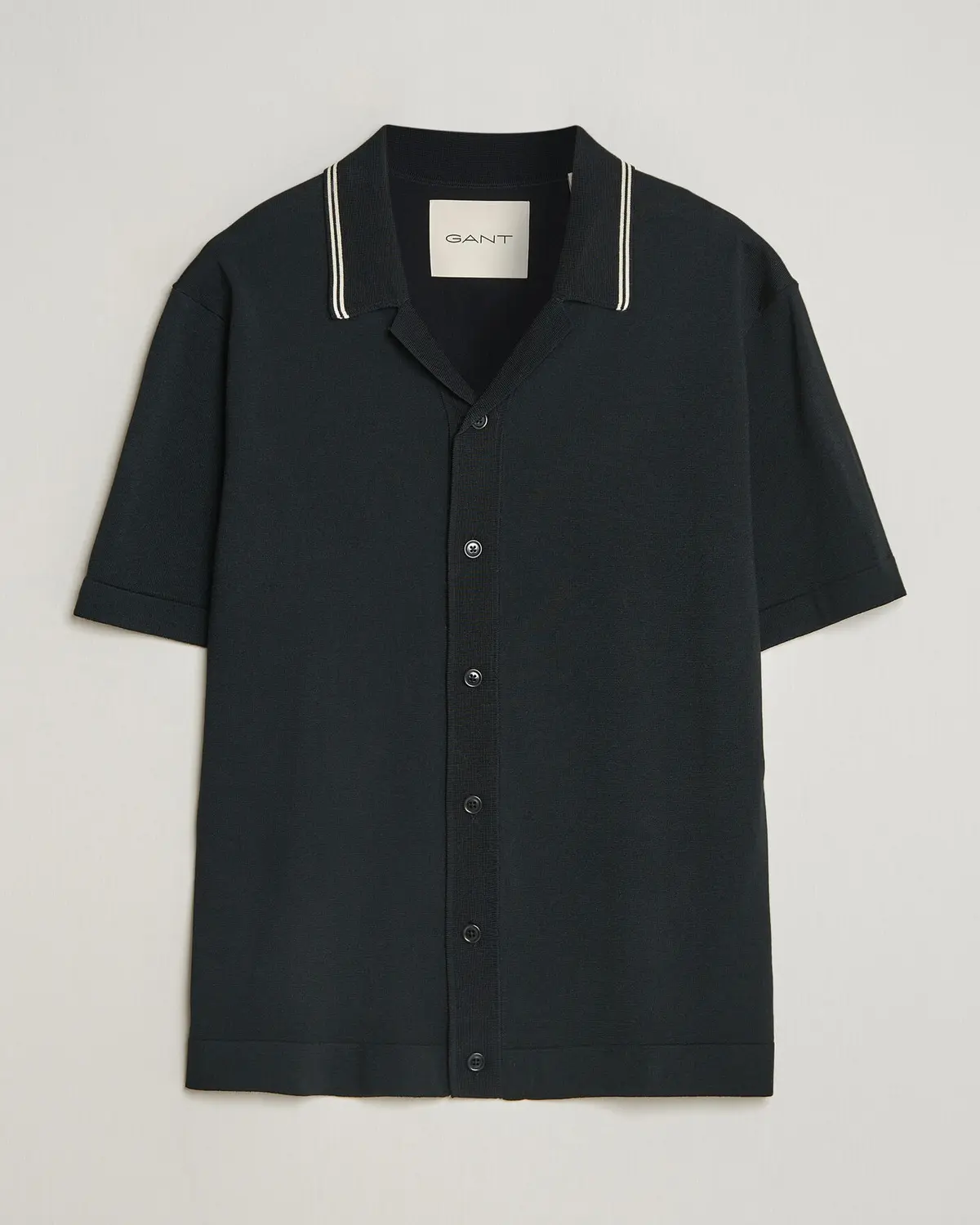 GANT Knitted Resort Collar Shirt Black