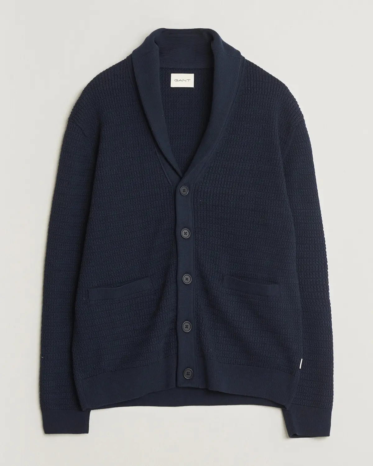 GANT Heavy Knitted Shawl Collar Cardigan Evening Blue