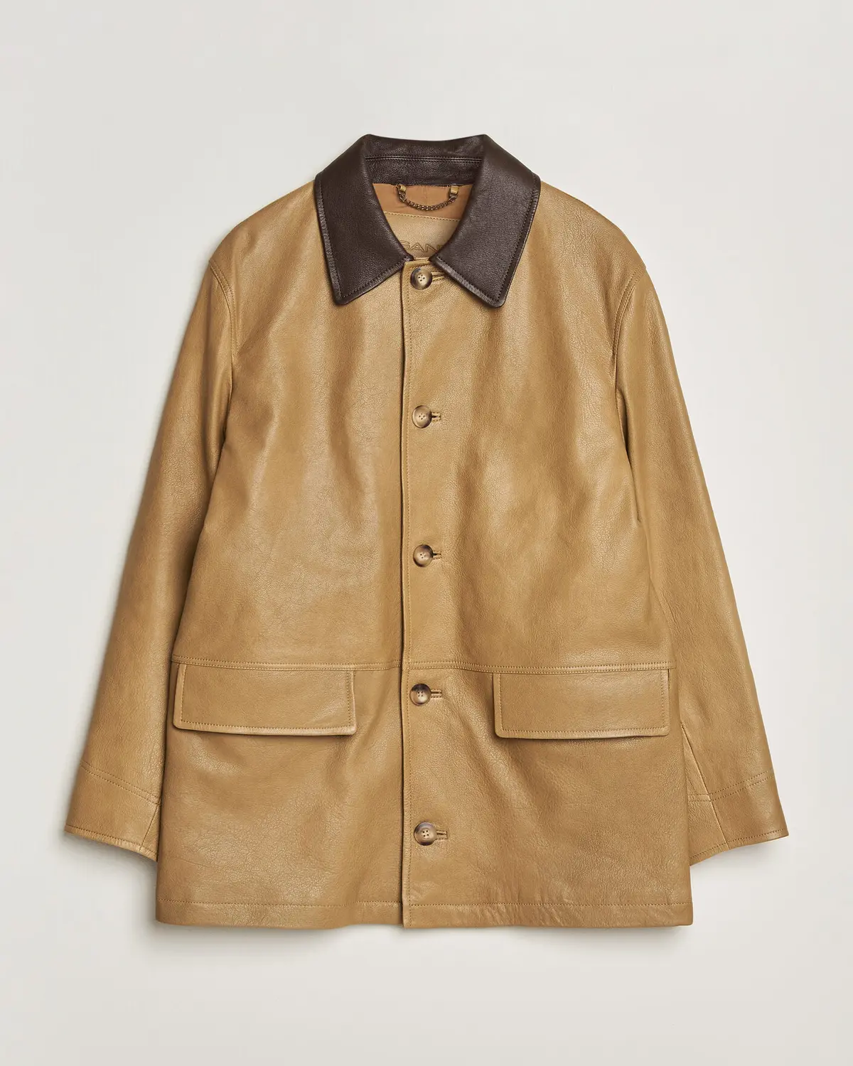 GANT Leather Decker Jacket Warm Khaki