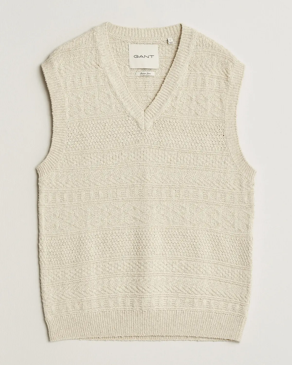 GANT Cotton/Linen Textured Vest Creamed White