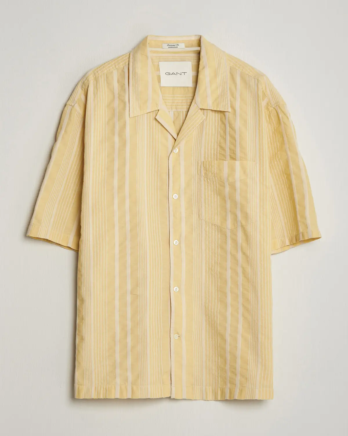 GANT Relaxed Fit Seersucker Camp Collar Shirt Light Mustard Yellow