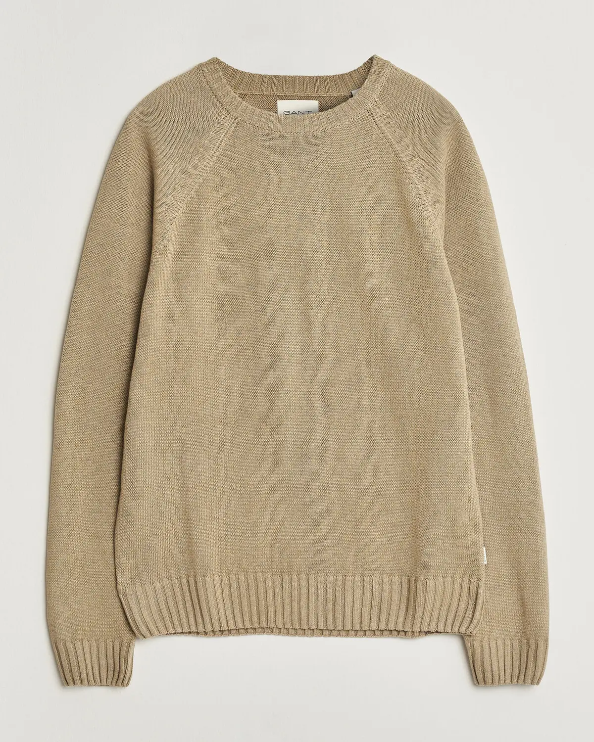 GANT Linen/Cotton Crew Neck Sweater Dark Khaki
