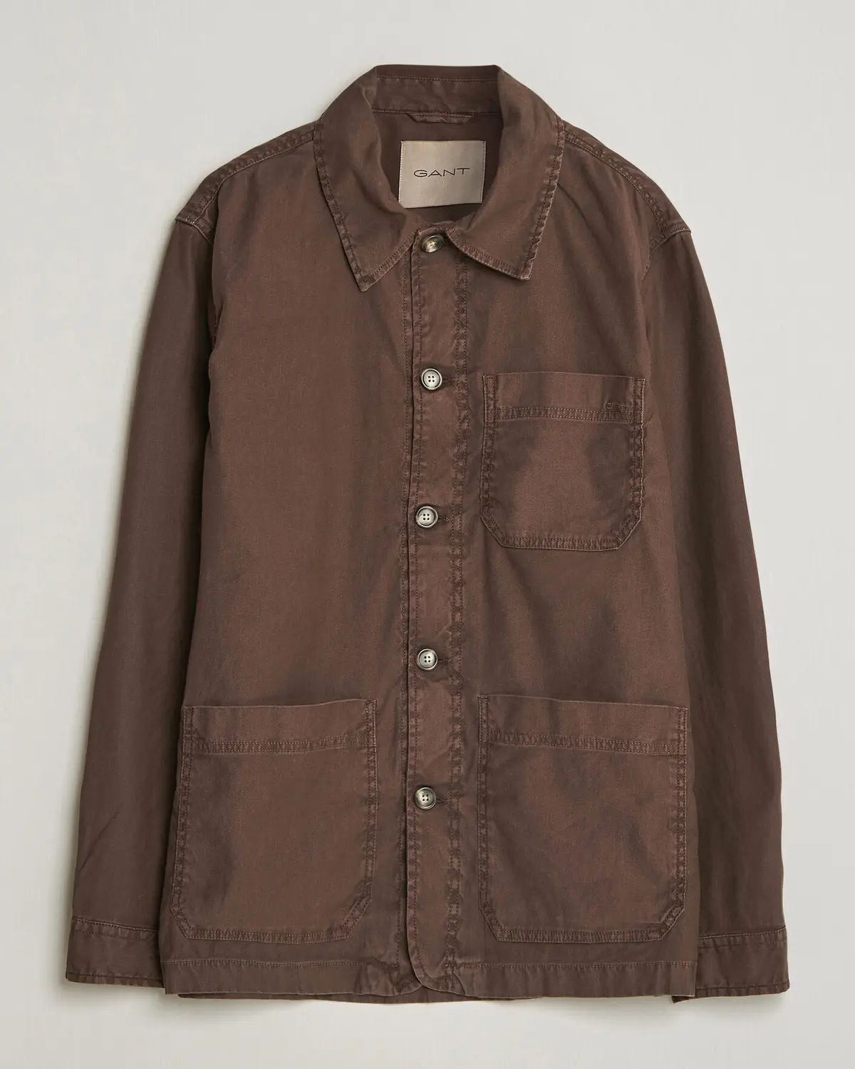 GANT Regular Fit Cotton/Linen Overshirt Rich Brown