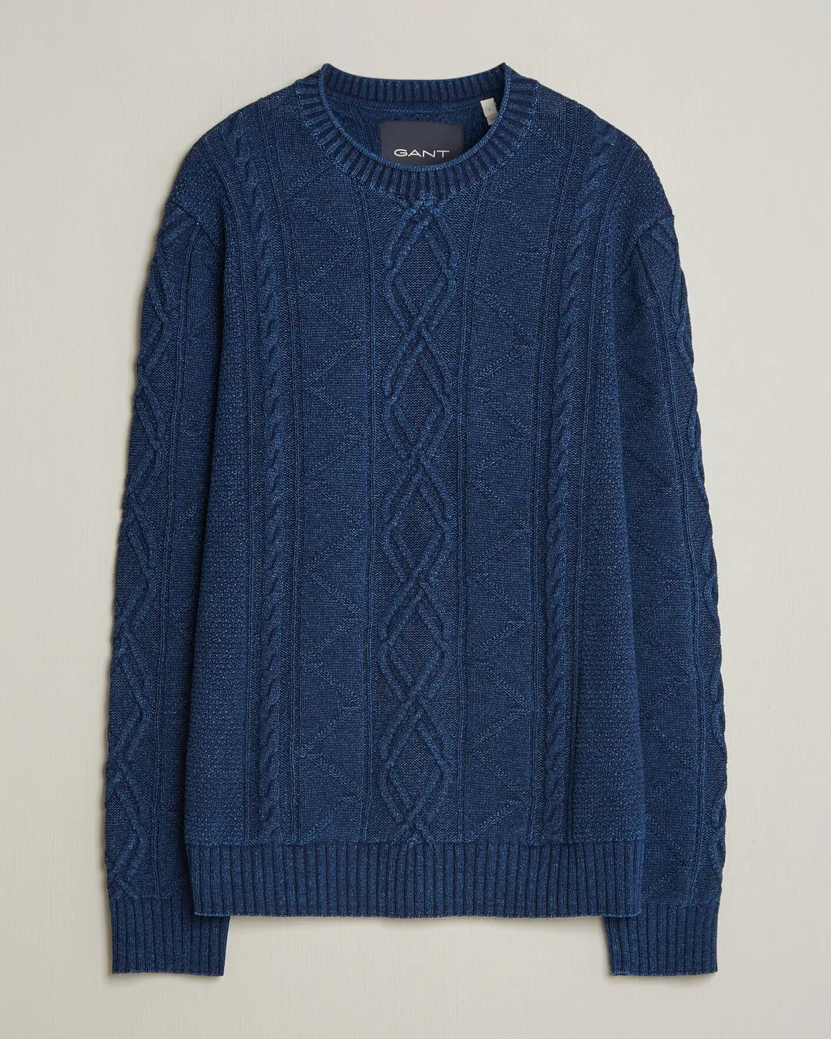 GANT Indigo Aran Knitted Sweater Rich Navy