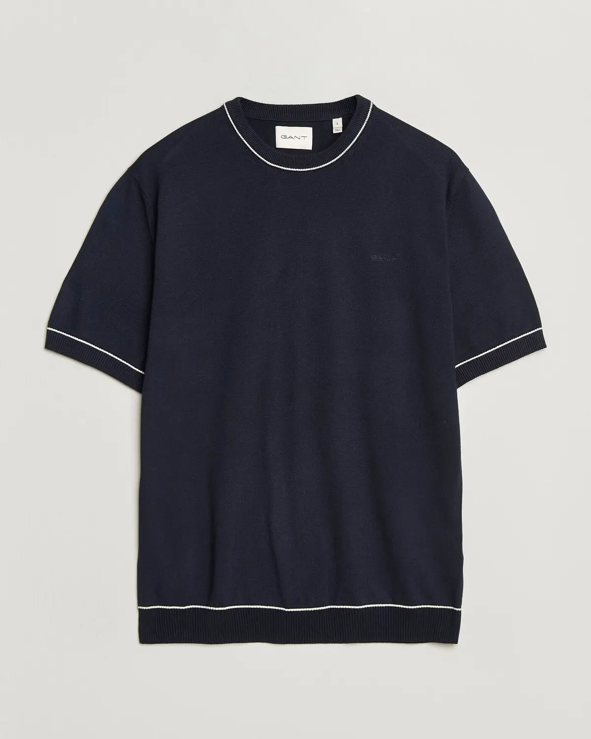 GANT Cotton/Model Knitted T-Shirt Evening Blue
