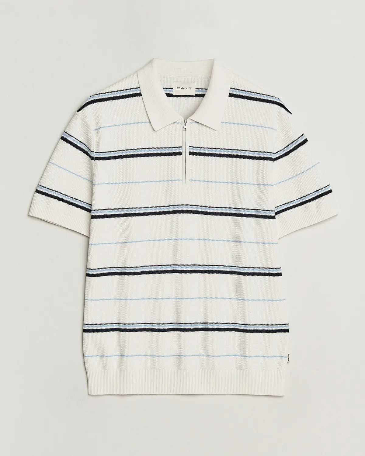 GANT Striped Knitted Polo Eggshell