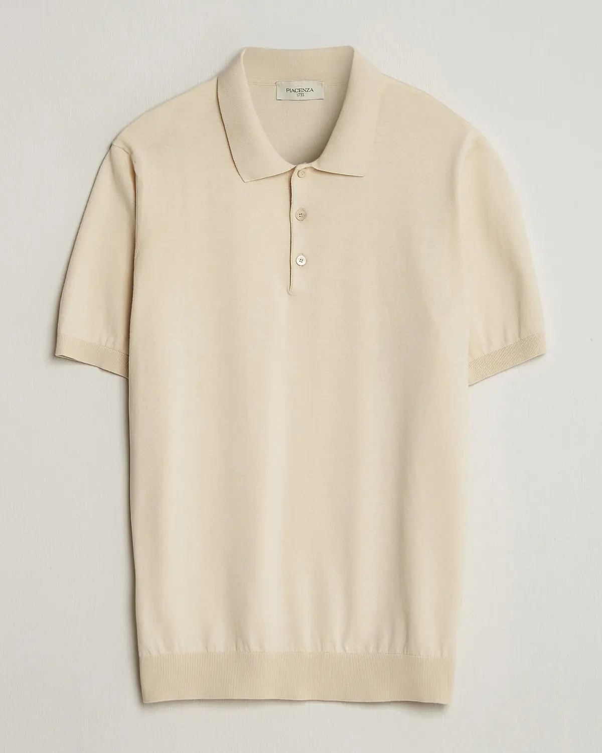 Piacenza Cashmere Short Sleeve Knitted Polo Off White