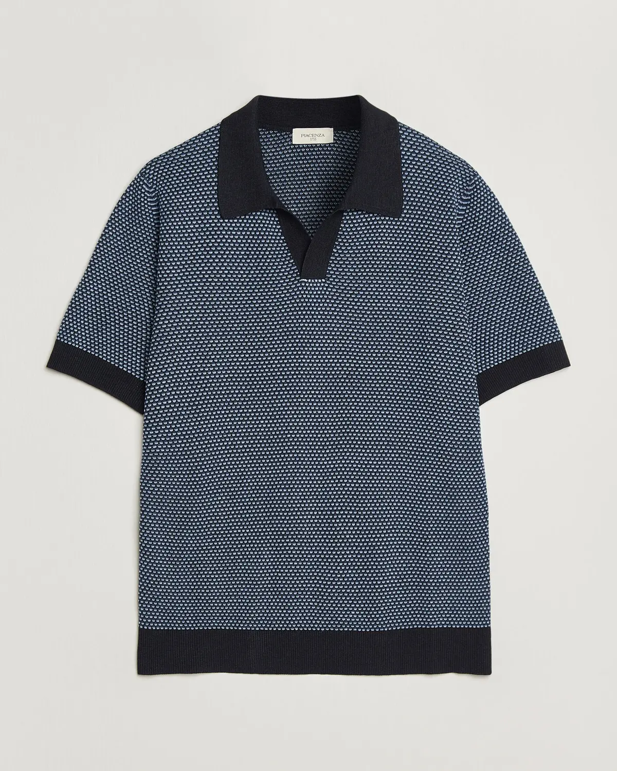 Piacenza Cashmere Silk/Linen Honeycomb Knitted Polo Navy