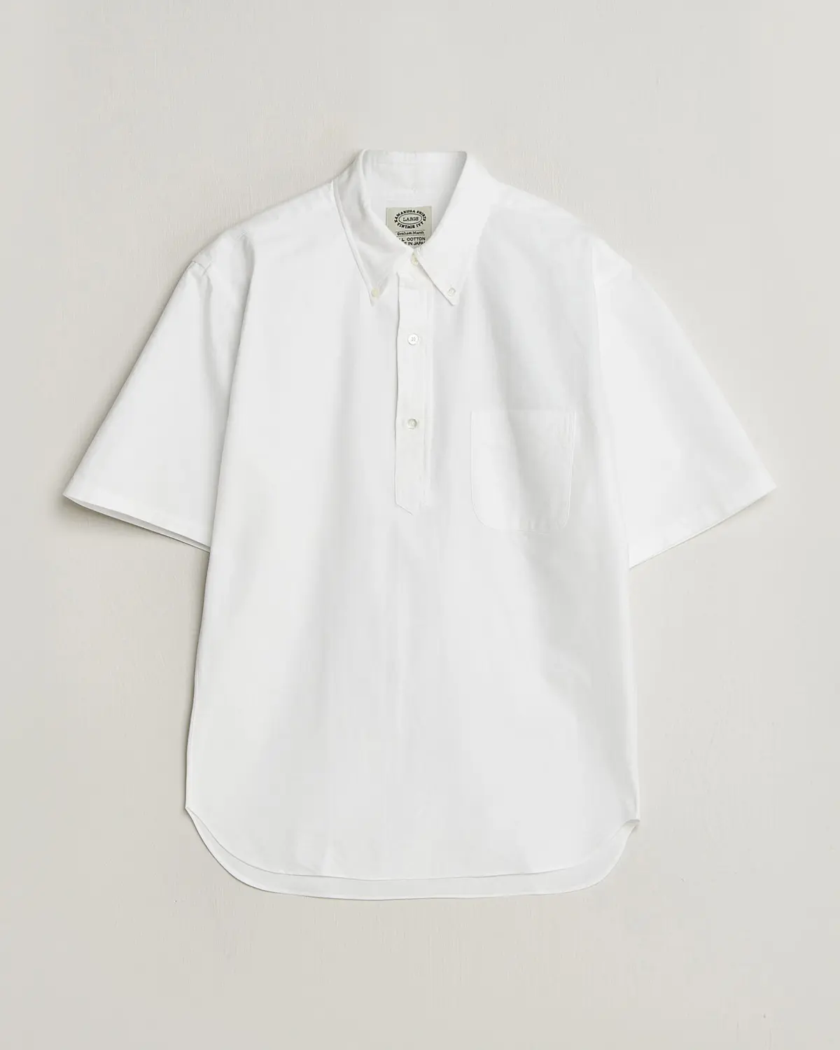 Kamakura Shirts Vintage Ivy Half Sleeve Oxford Popover White
