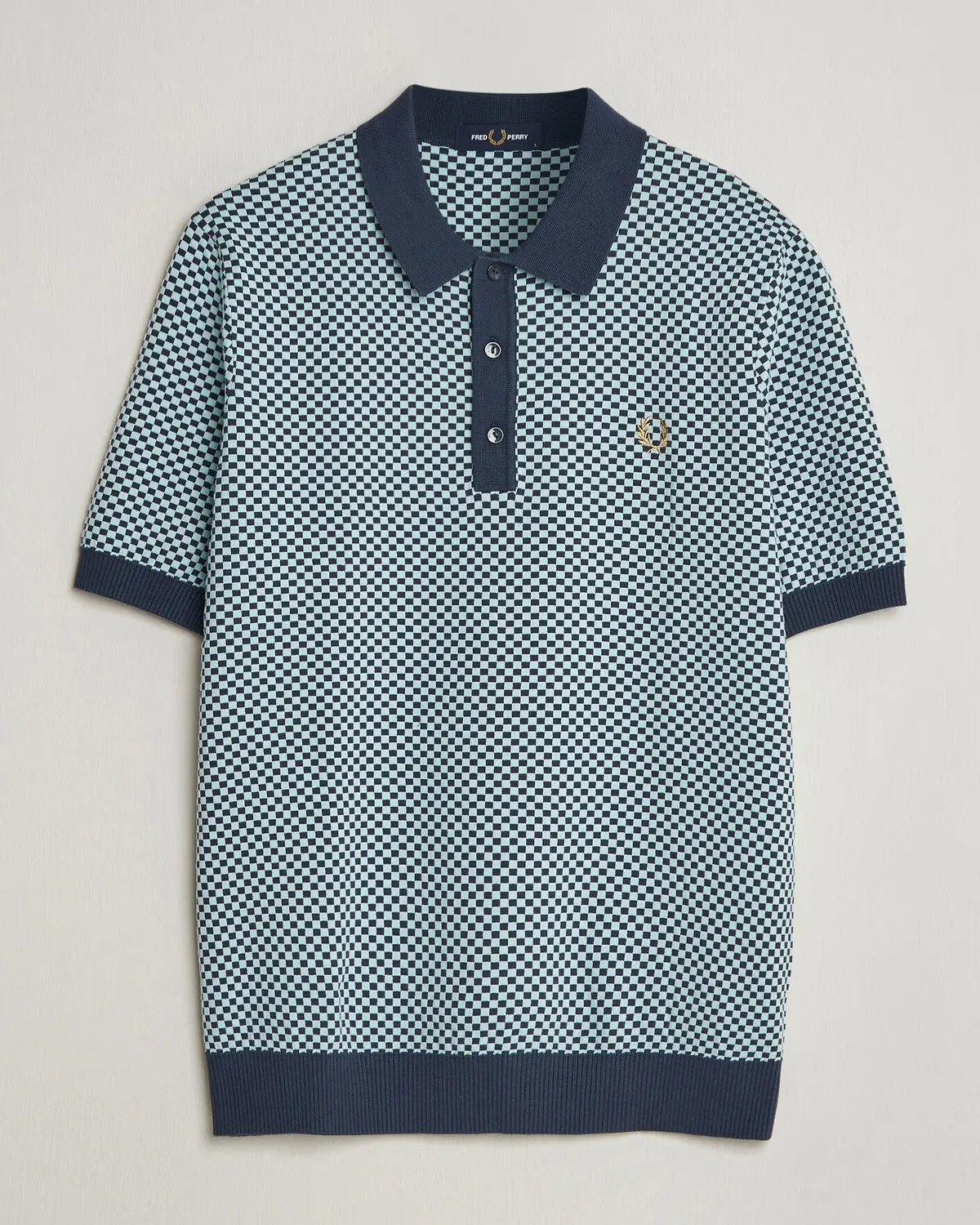 Fred Perry Checkboard Knitted Polo Dark Airforce