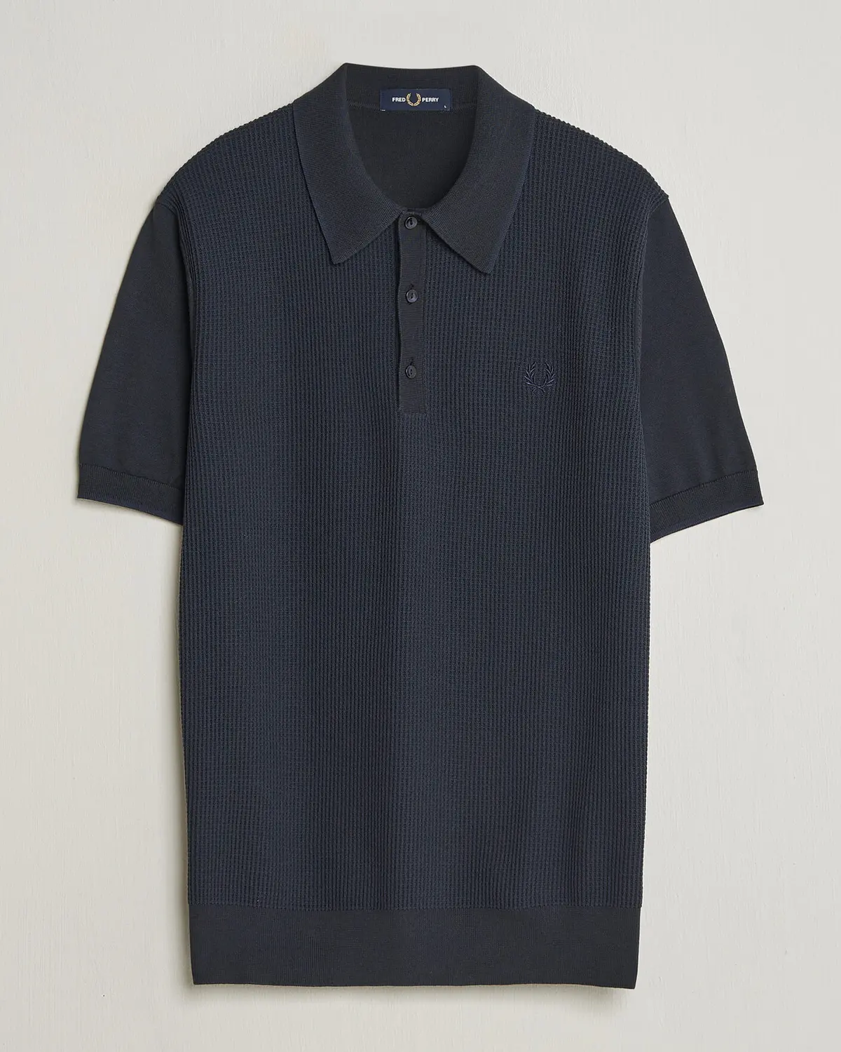 Fred Perry Waffle Knitted Polo Navy